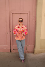 Veste en velours brodé Poupée Rousse × Red Macchiato – Rose Pêche