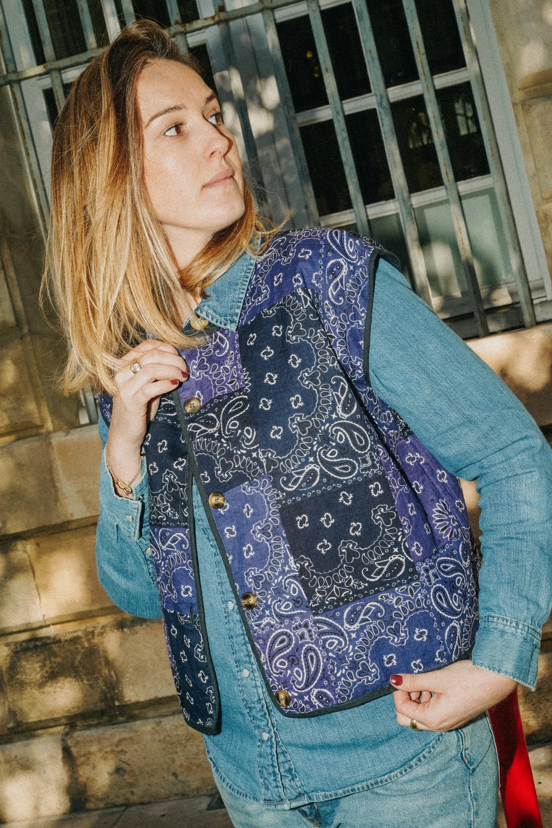 Gilet Réversible Bleu Bandana
