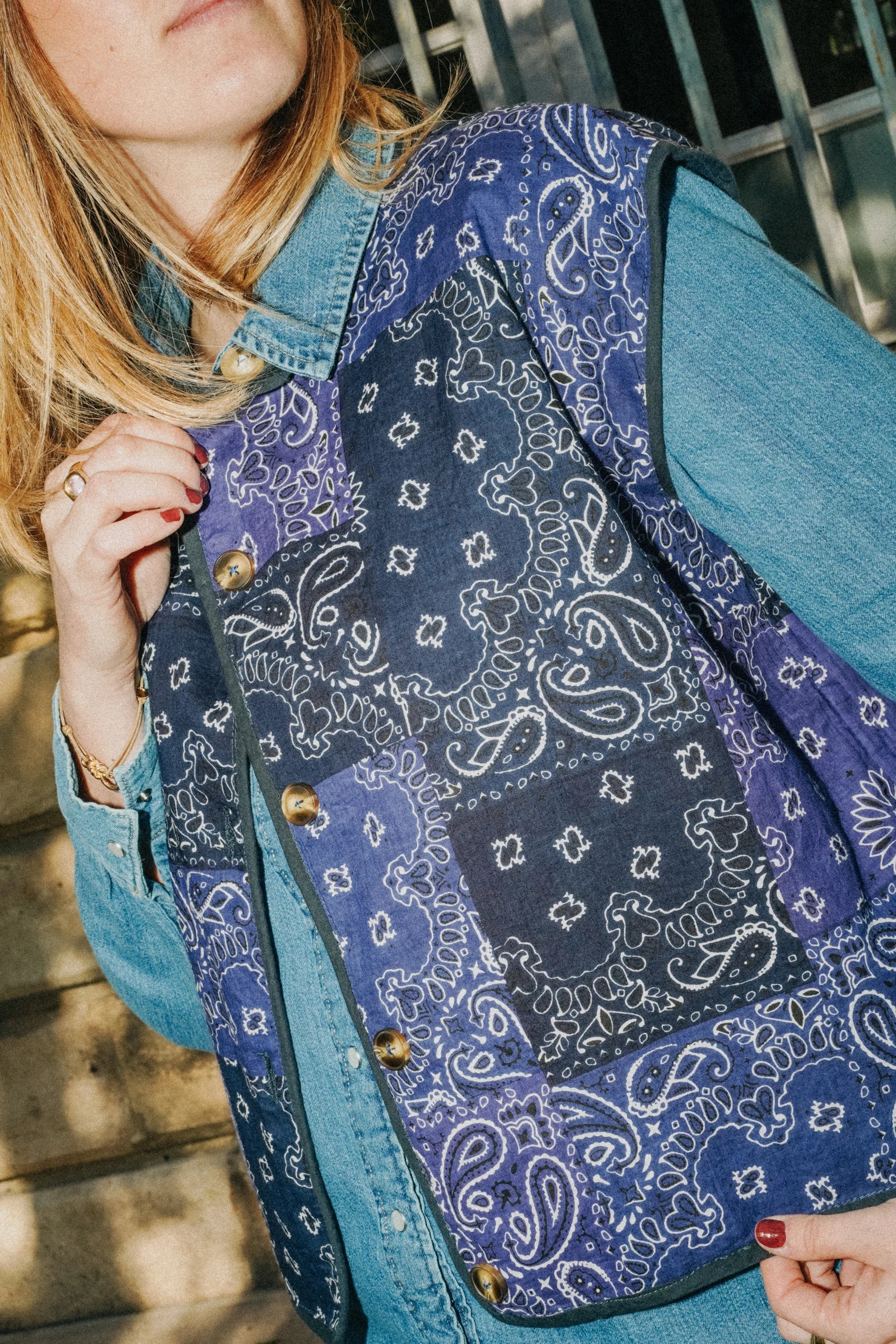 Gilet Réversible Bleu Bandana