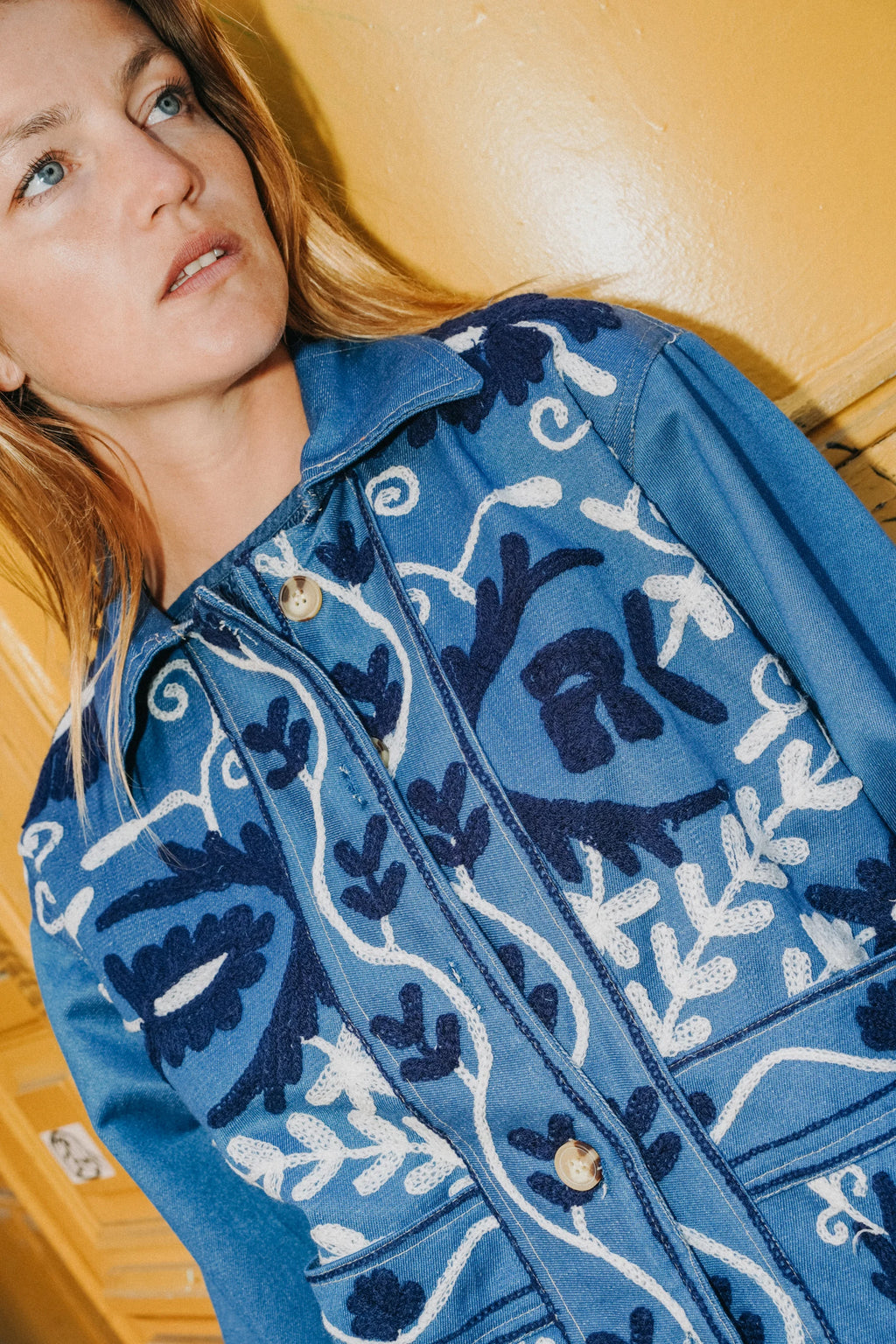 Veste en jean brodée Anaya
