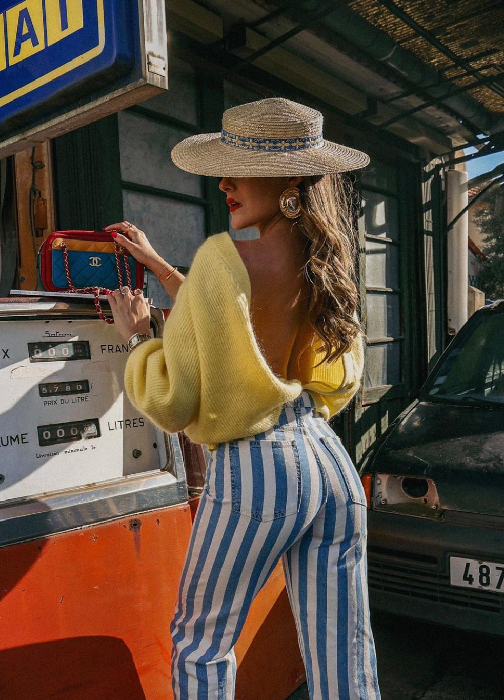 Chapeau de paille Carlota, galon bleu