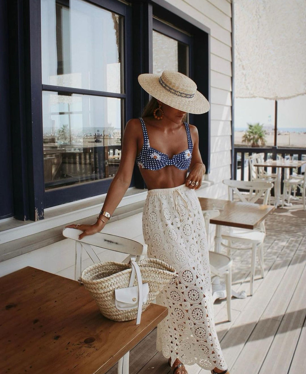 Chapeau de paille Carlota, galon bleu