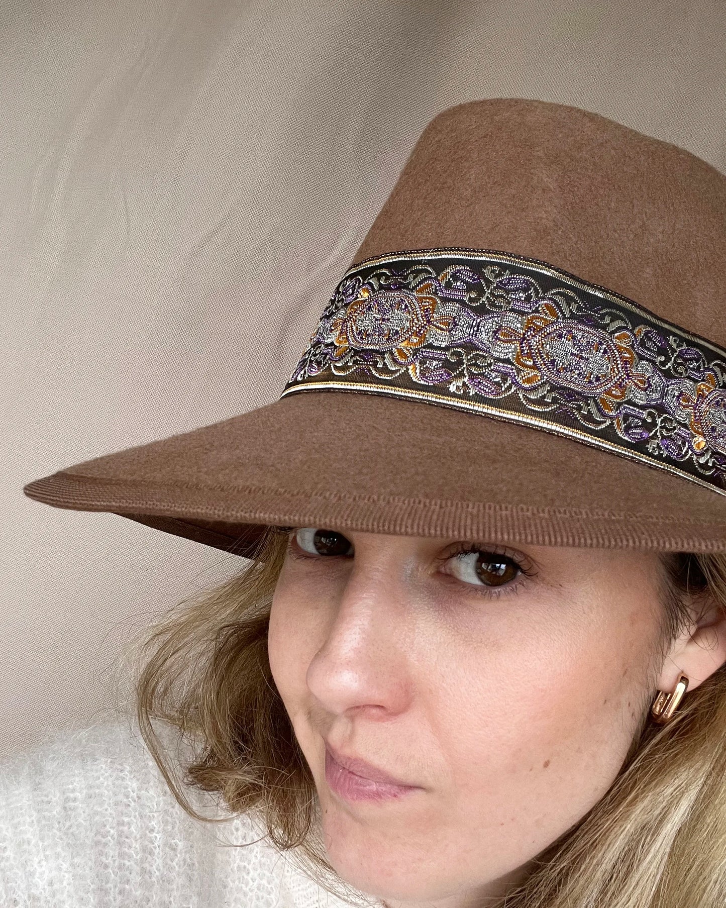 Chapeau à bord large MARRON CLAIR - Tailles M, L