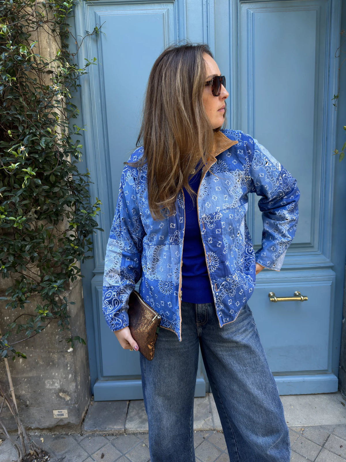 Veste en velours brodé Sonali – Camel