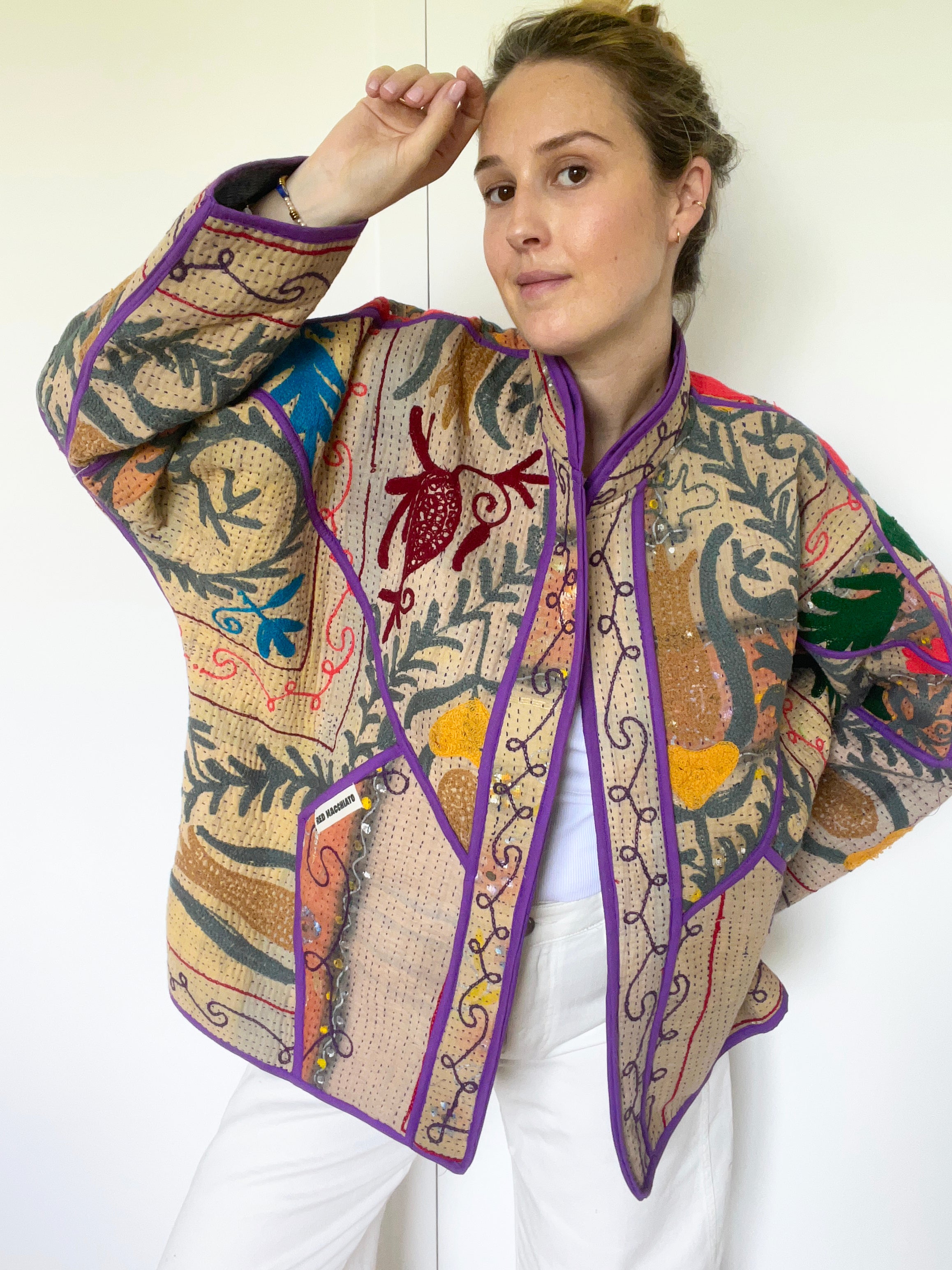 Veste Kantha Brodée Réversible — Pièce Unique N°02