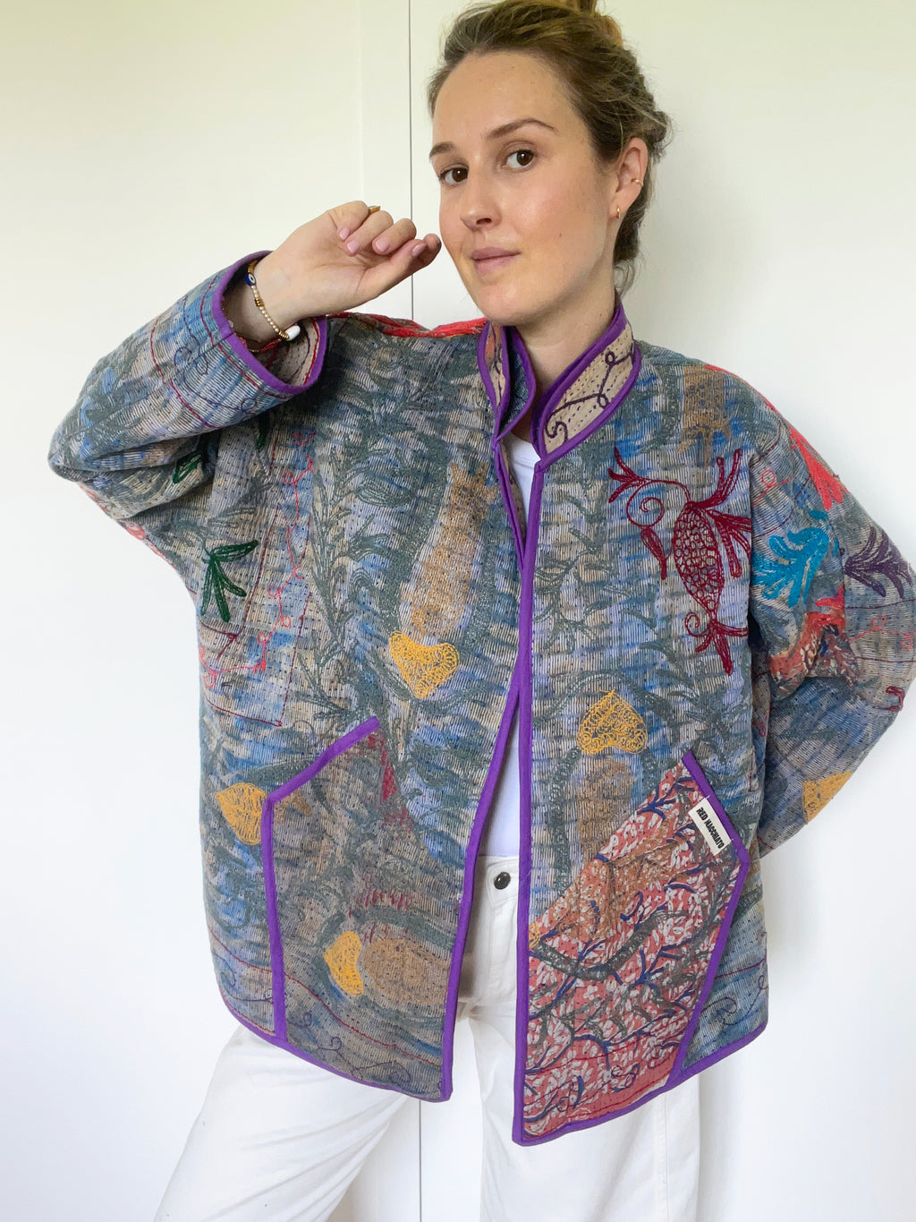 Veste Kantha Brodée Réversible — Pièce Unique N°02