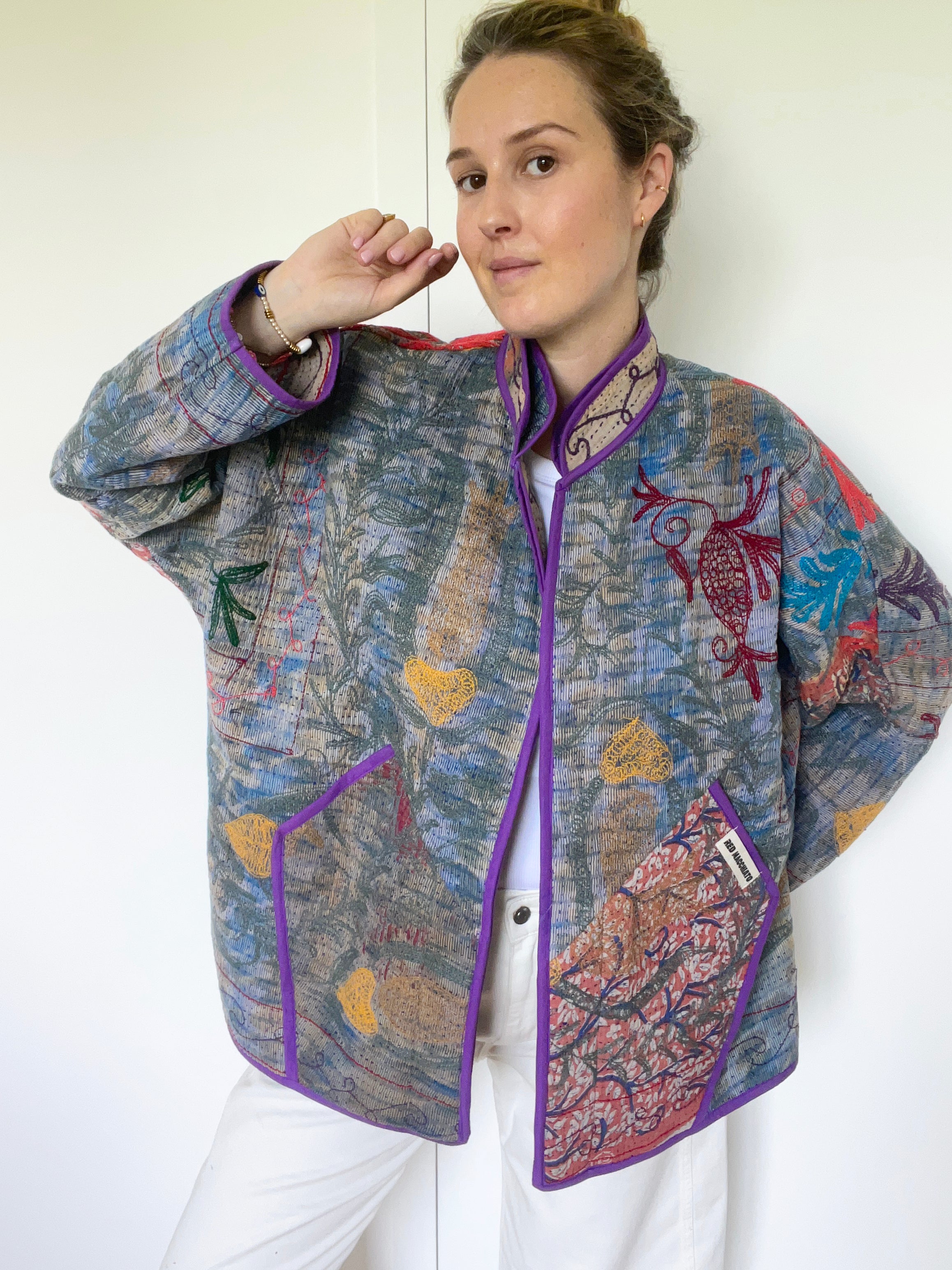 Veste Kantha Brodée Réversible — Pièce Unique N°02