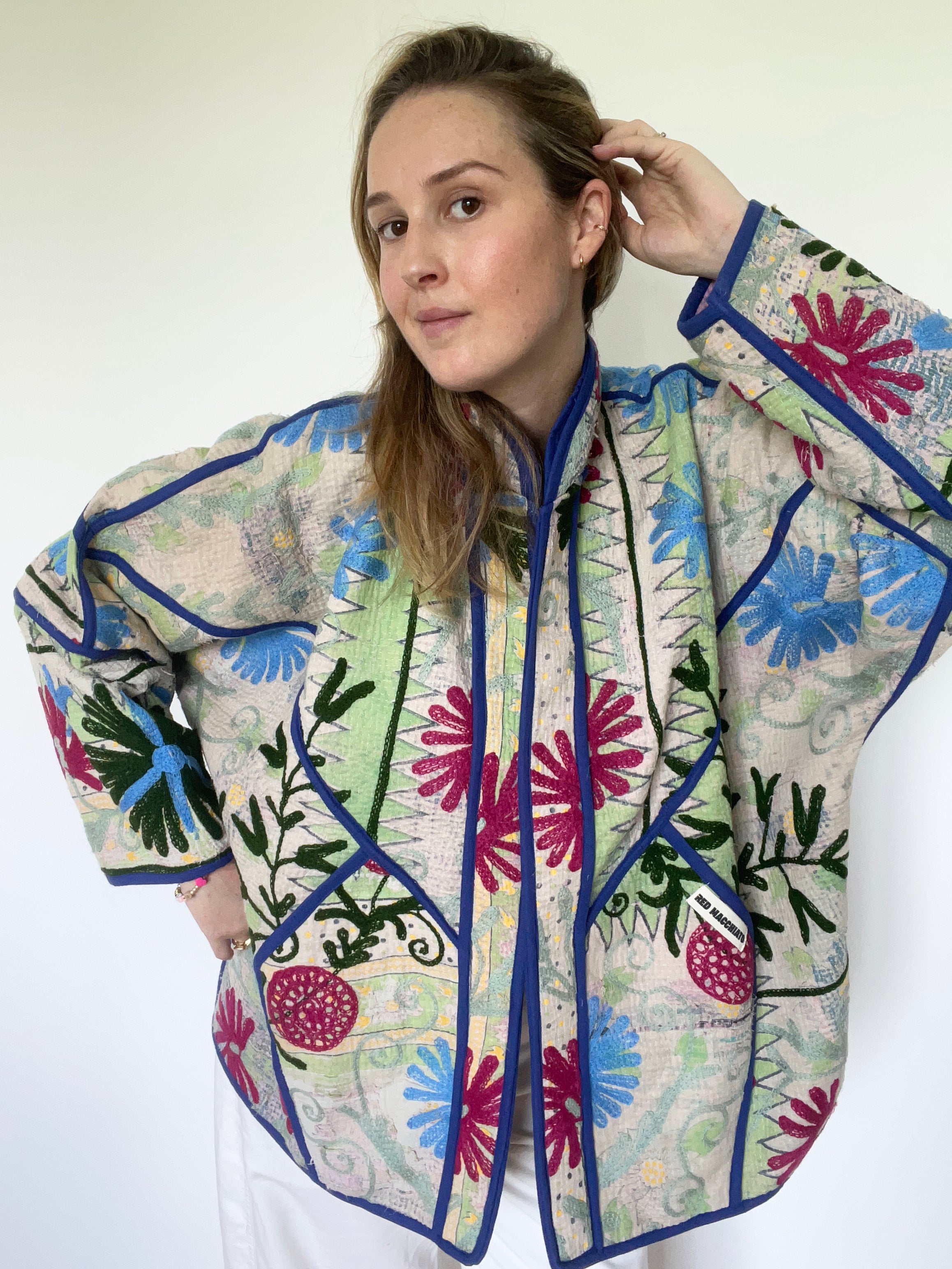 Veste Kantha Brodée Réversible — Pièce Unique N°01