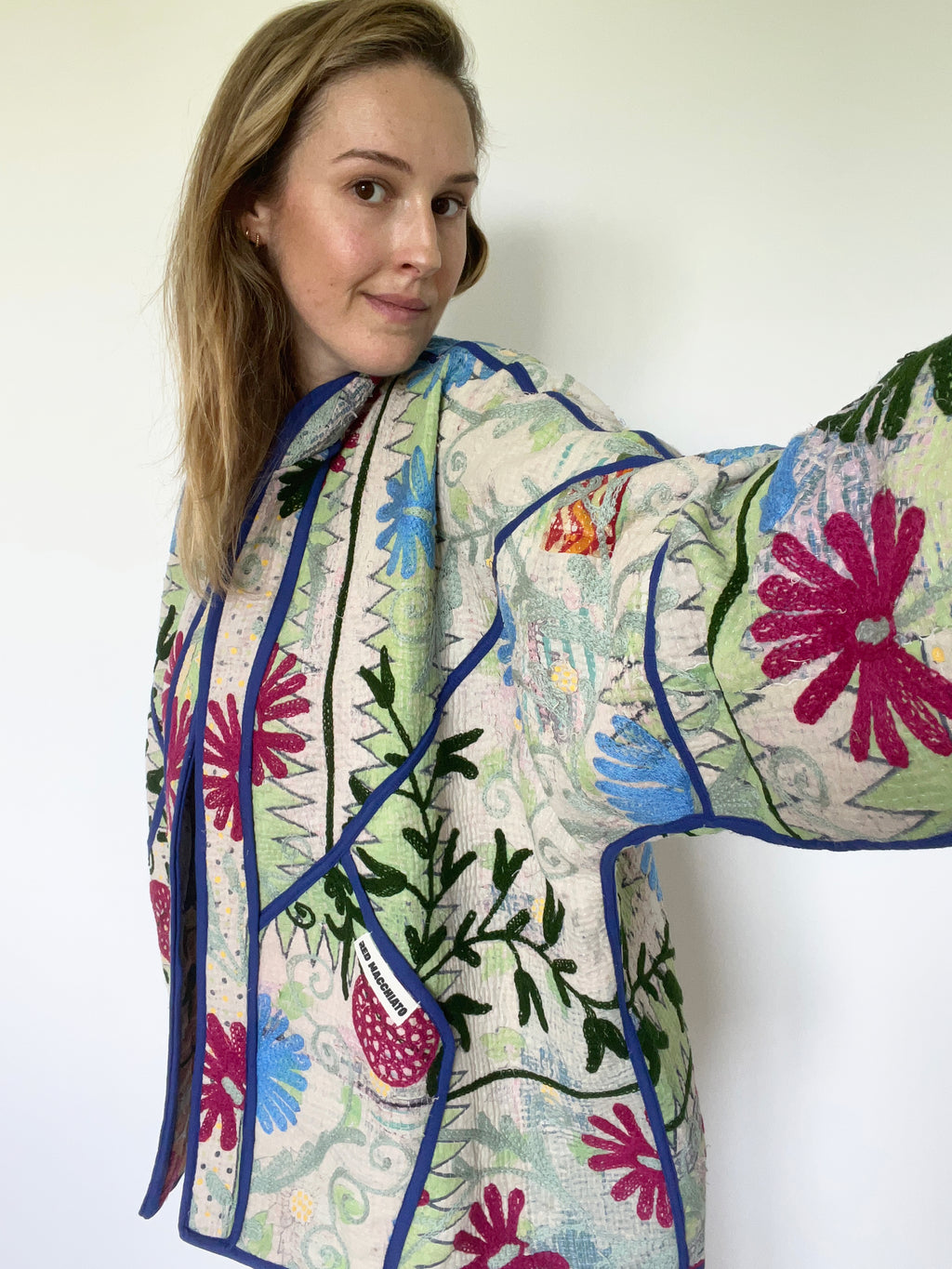 Veste Kantha Brodée Réversible — Pièce Unique N°01