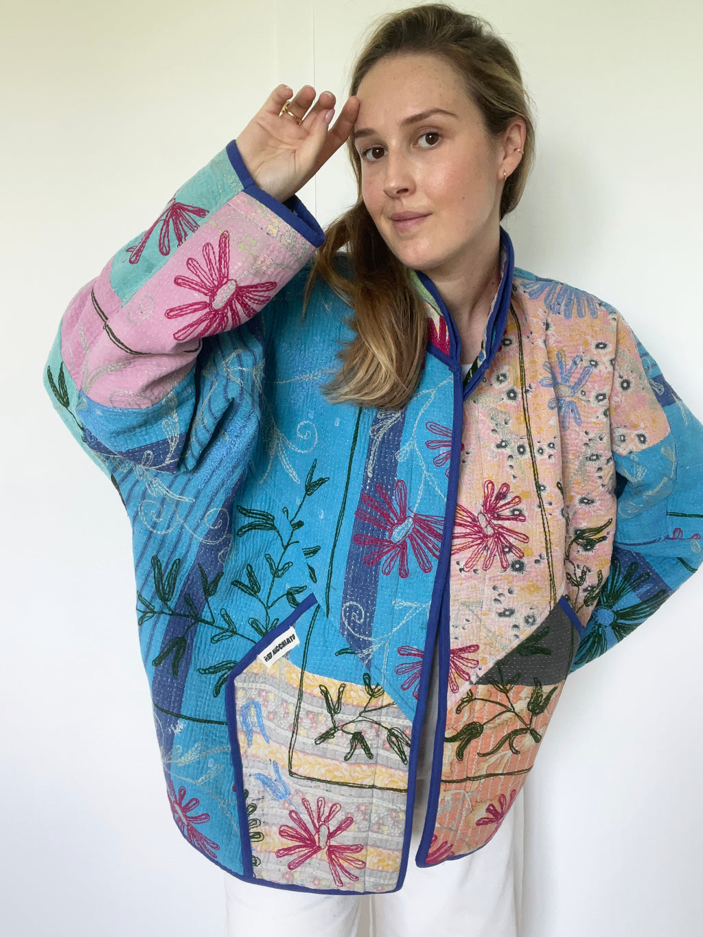 Veste Kantha Brodée Réversible — Pièce Unique N°01