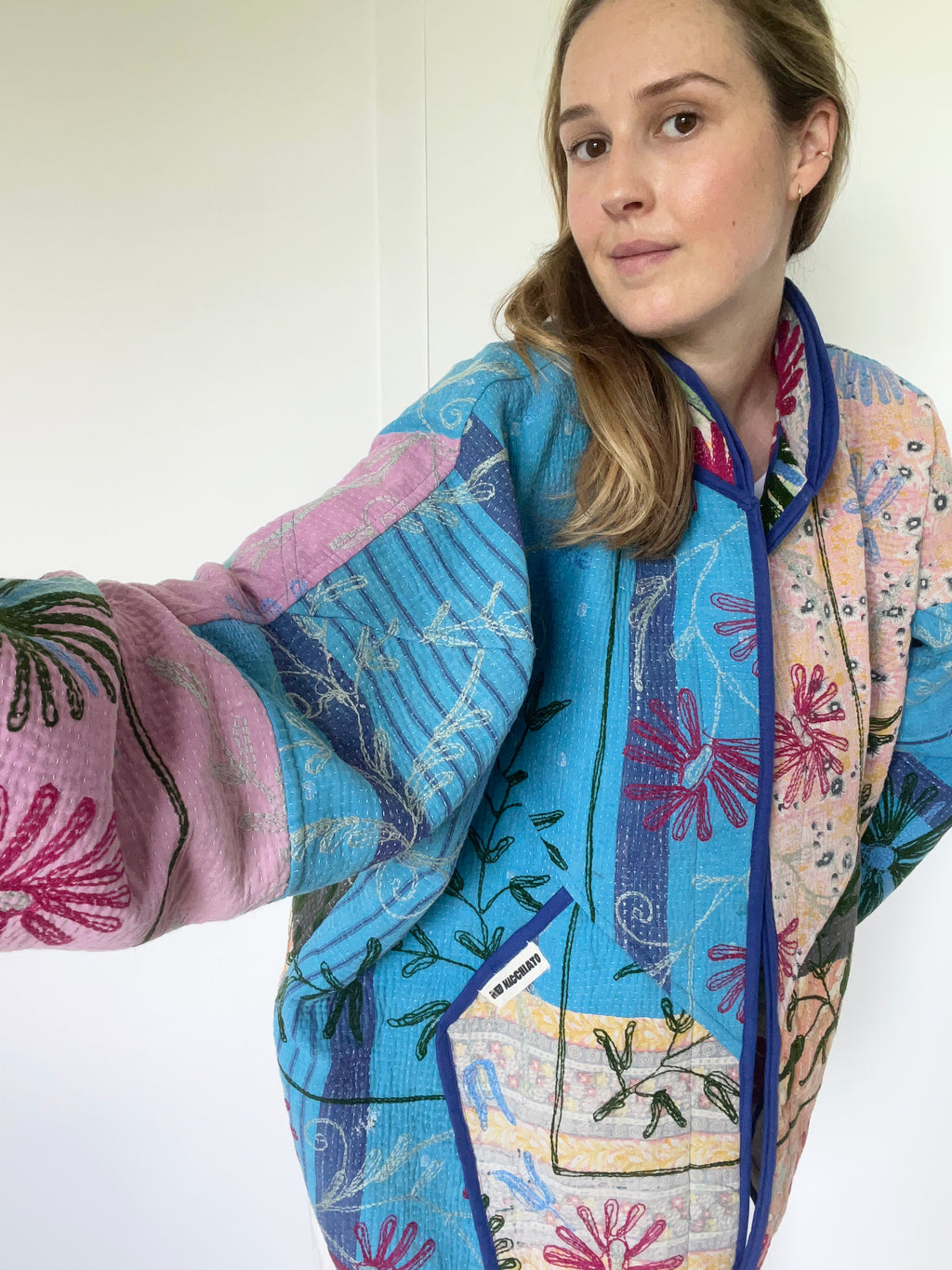 Veste Kantha Brodée Réversible — Pièce Unique N°01
