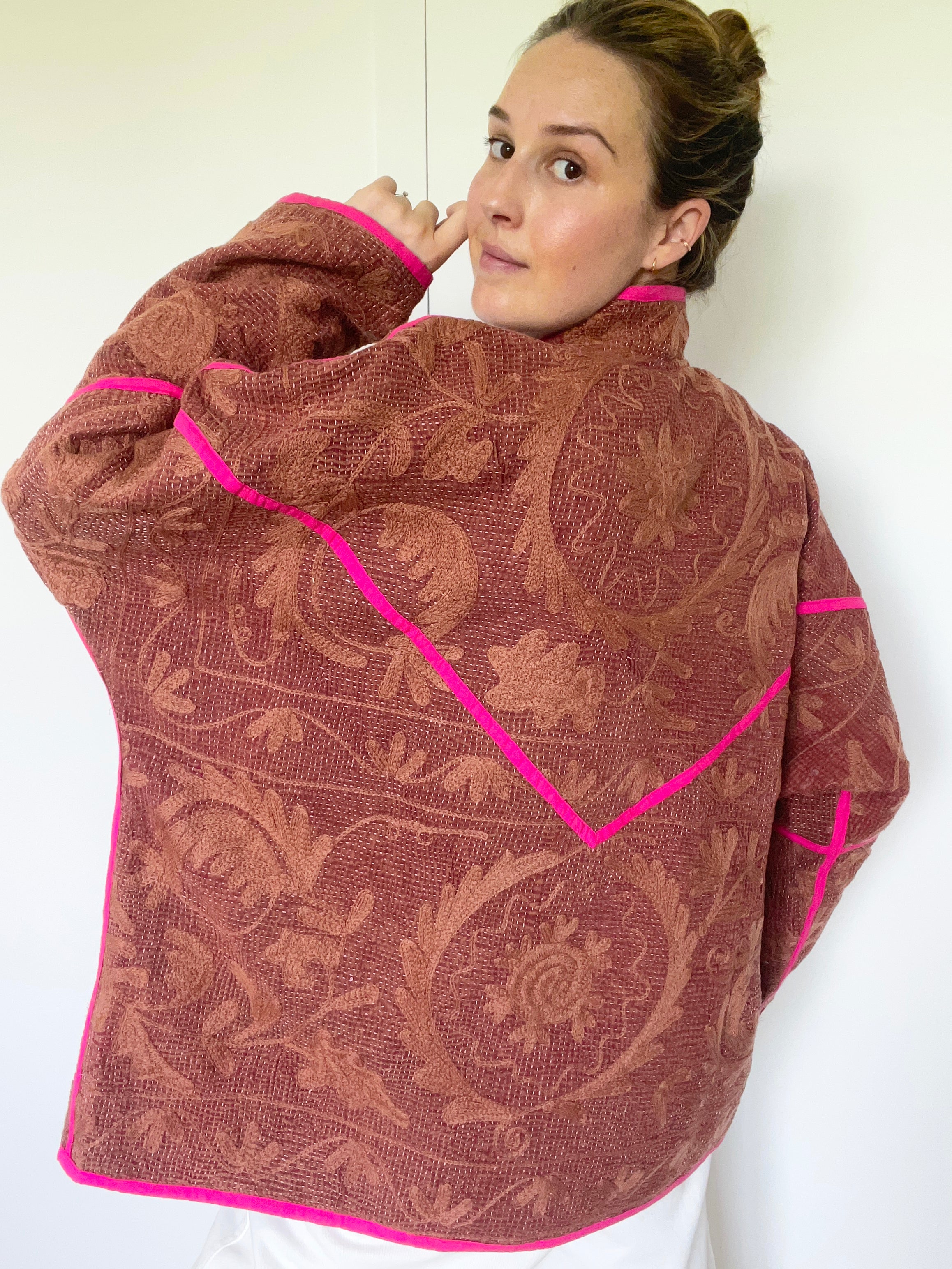 Veste Kantha Brodée Réversible — Pièce Unique N°13