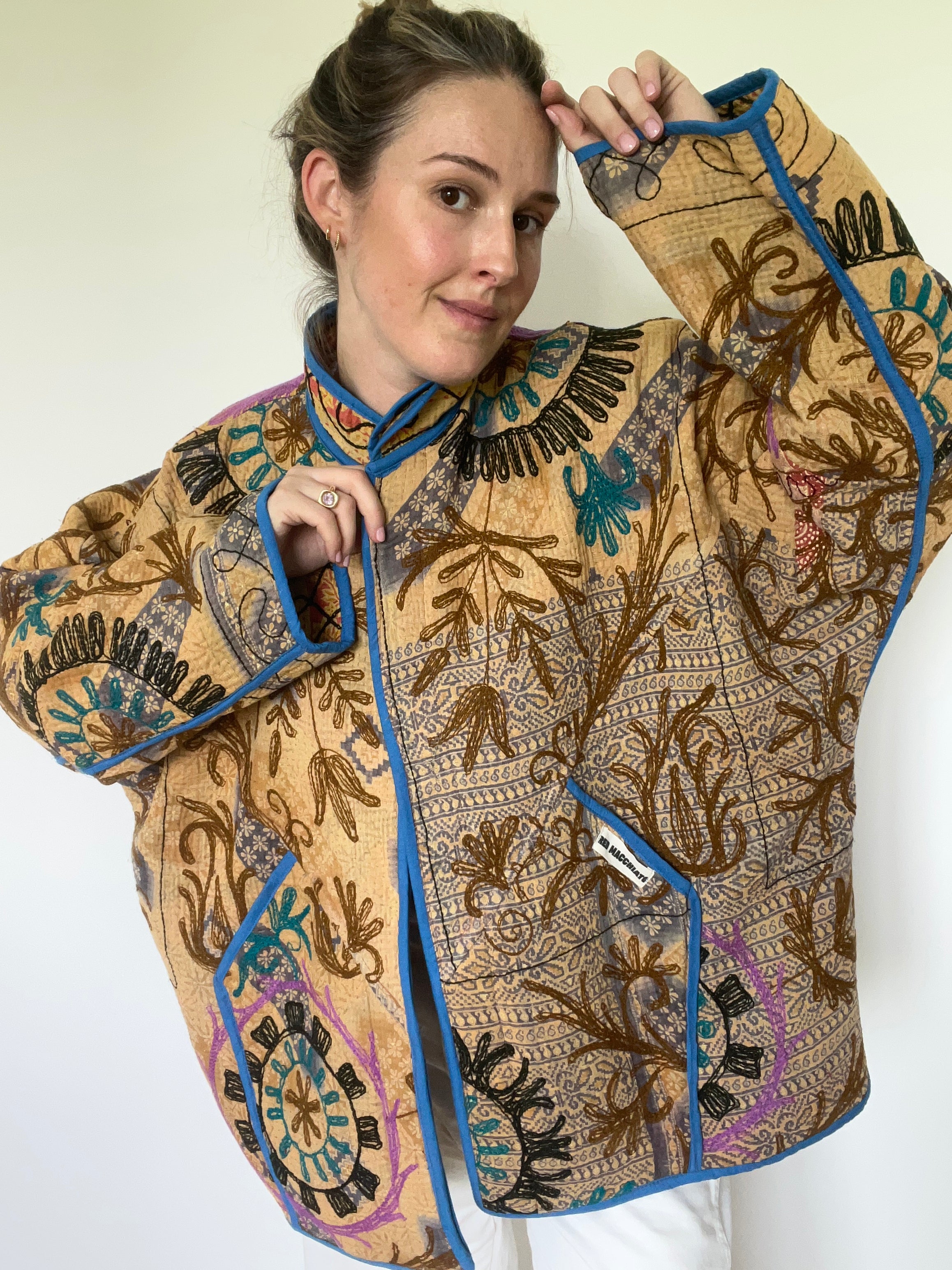 Veste Kantha Brodée Réversible — Pièce Unique N°30