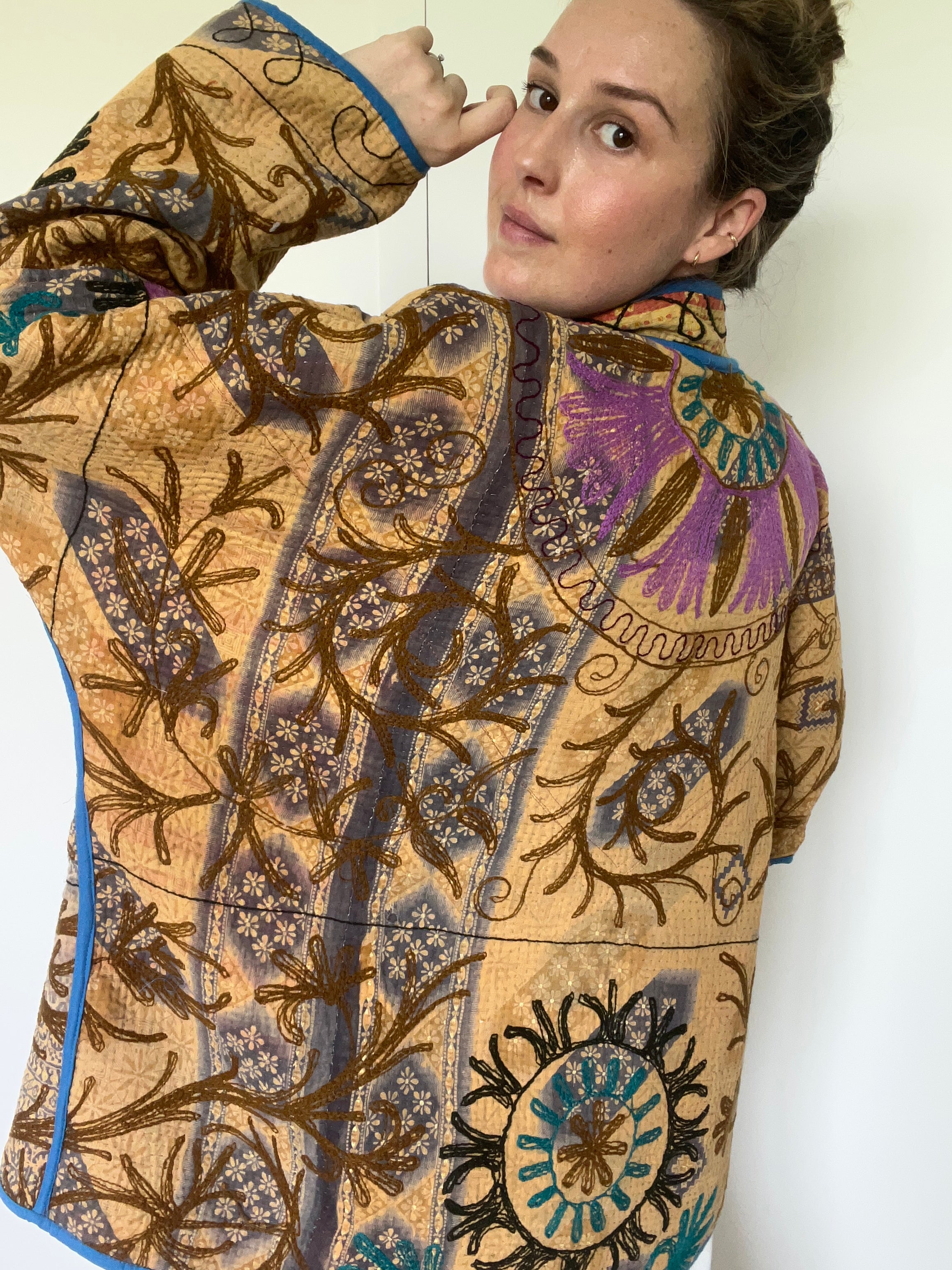 Veste Kantha Brodée Réversible — Pièce Unique N°30
