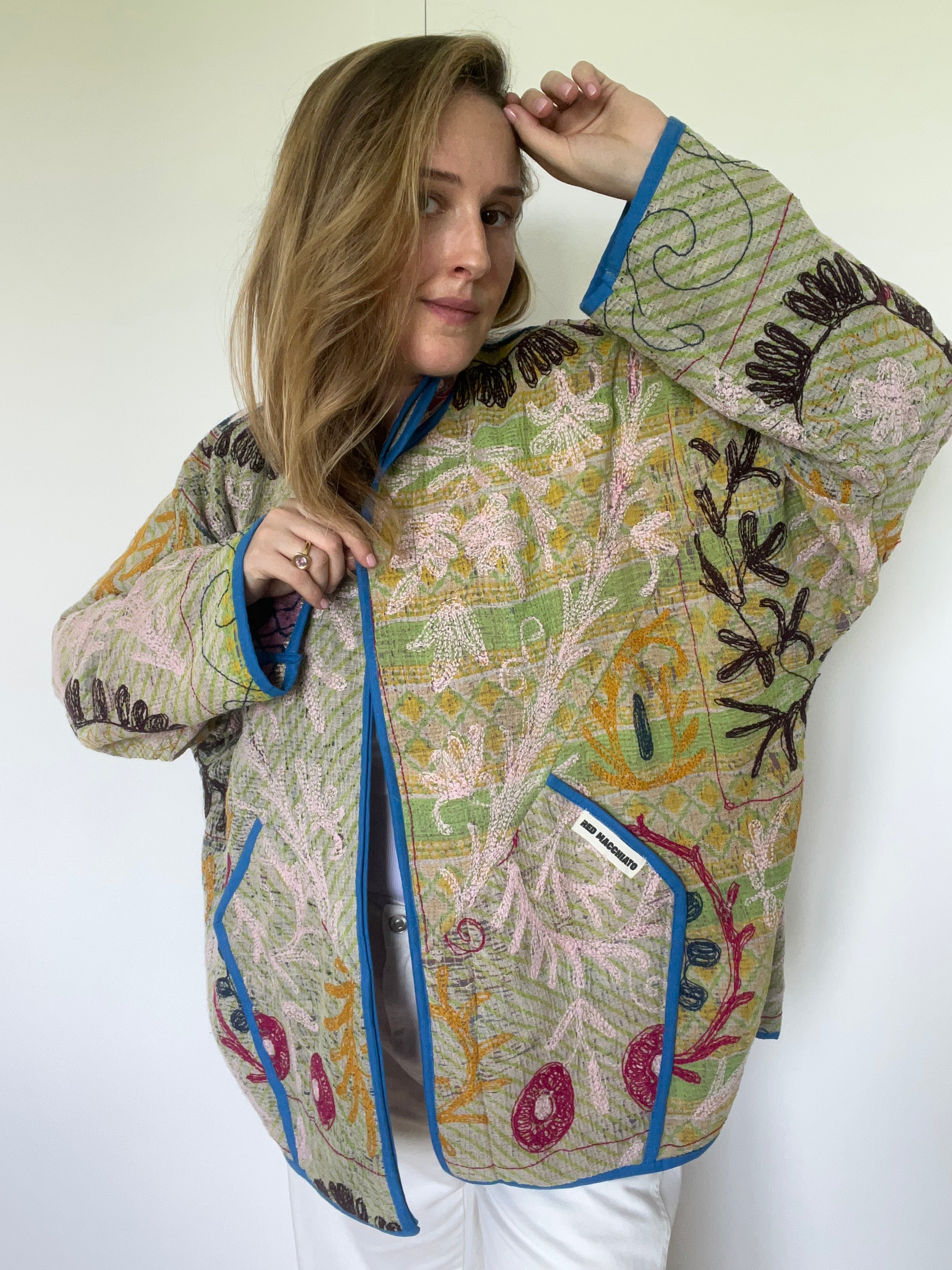Veste Kantha Brodée Réversible — Pièce Unique N°21
