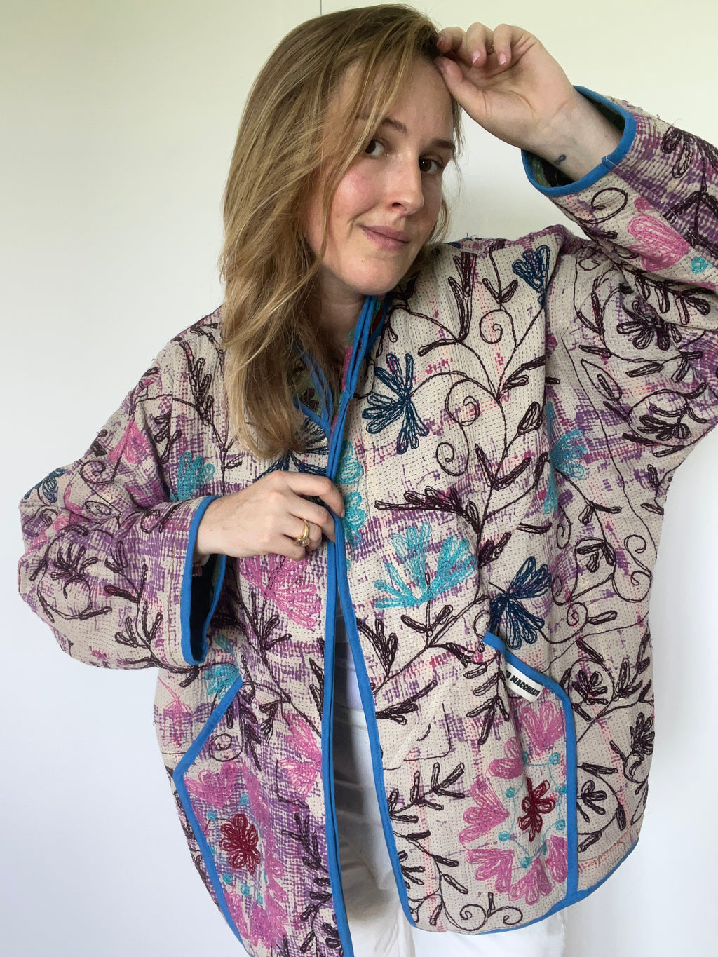 Veste Kantha Brodée Réversible — Pièce Unique N°22
