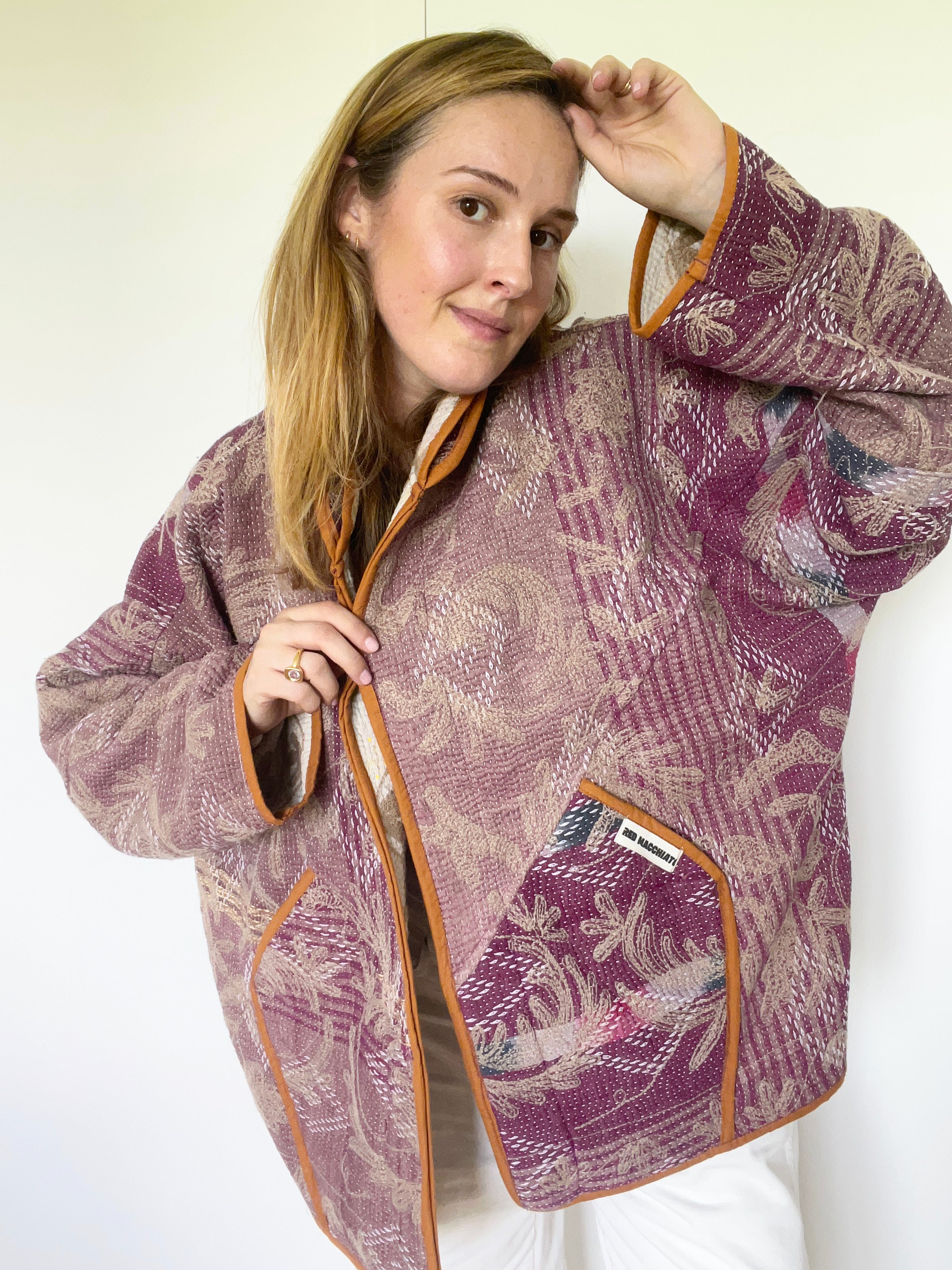 Veste Kantha Brodée Réversible — Pièce Unique N°03