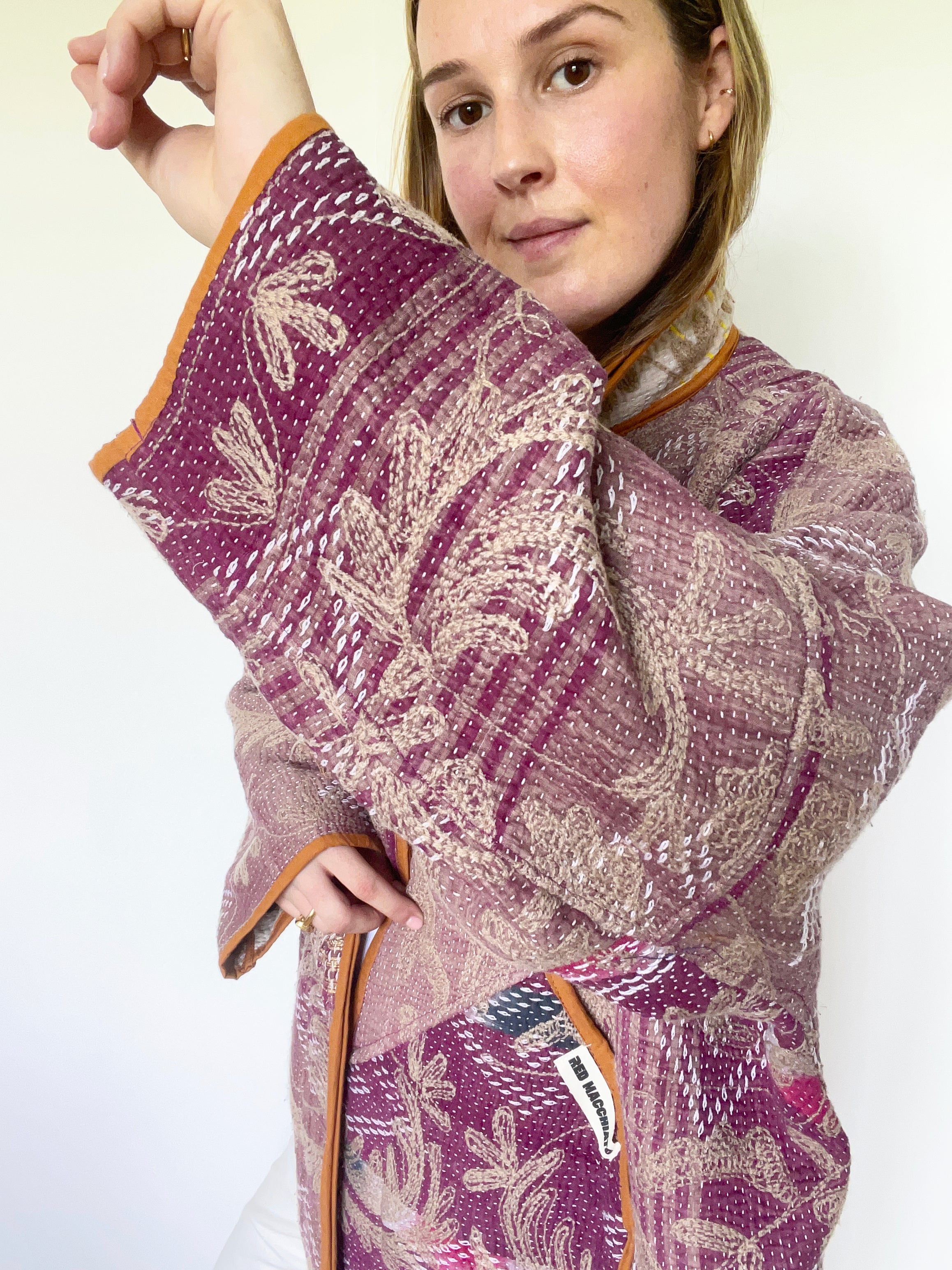 Veste Kantha Brodée Réversible — Pièce Unique N°03
