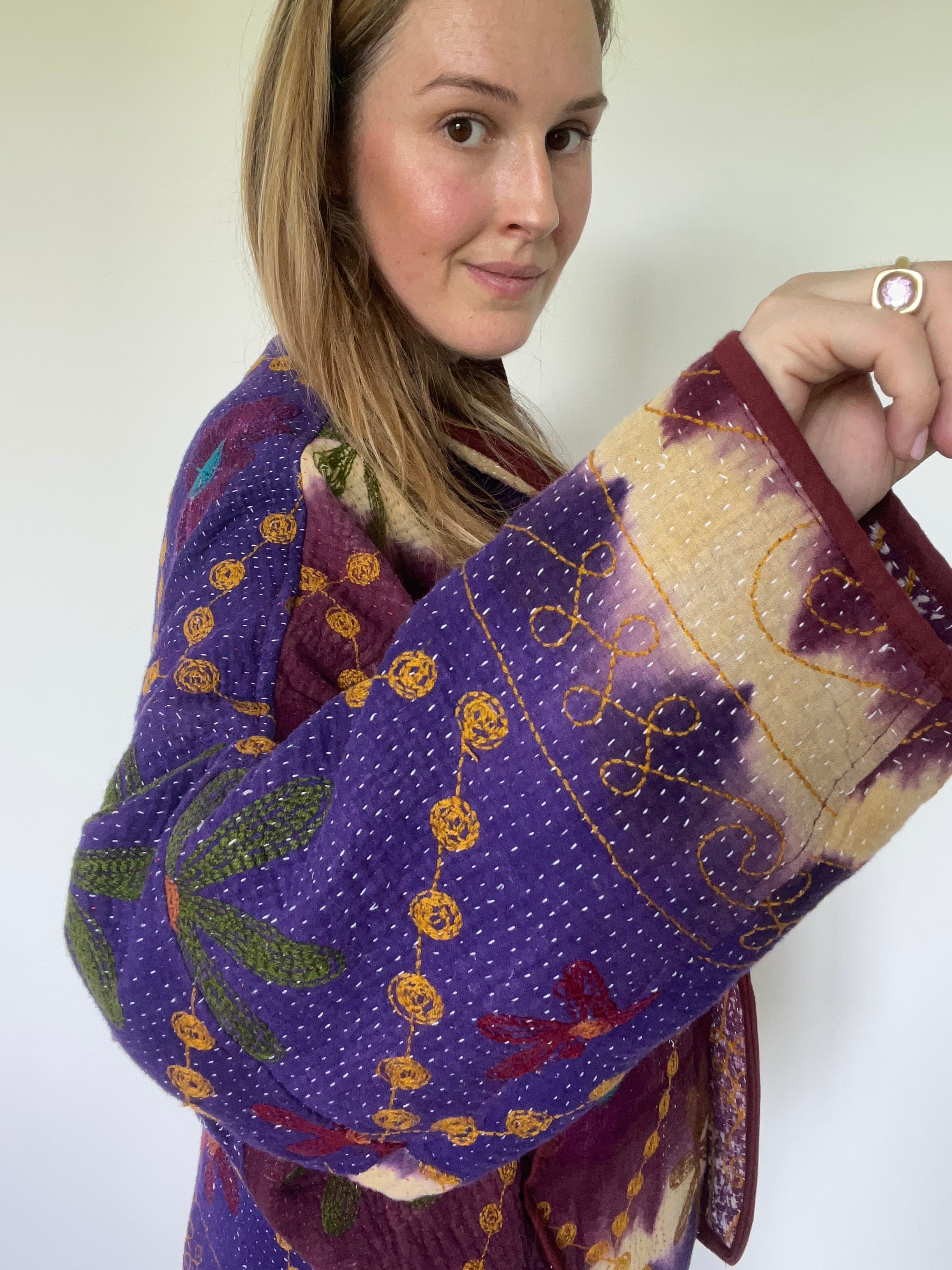 Veste Kantha Brodée Réversible — Pièce Unique N°23