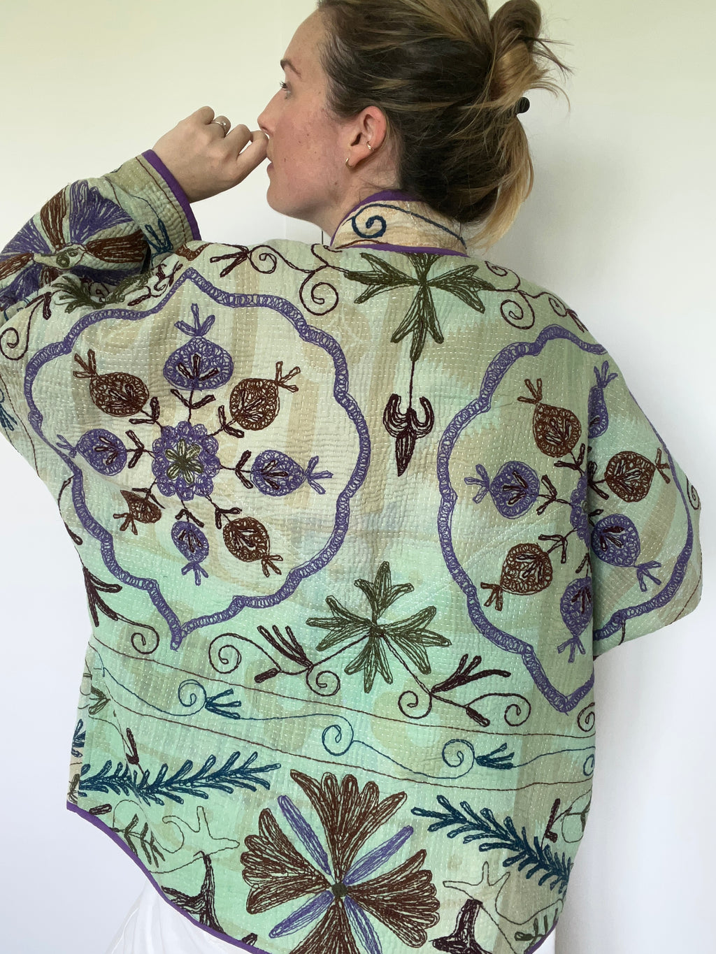 Veste Kantha Brodée Réversible — Pièce Unique N°25