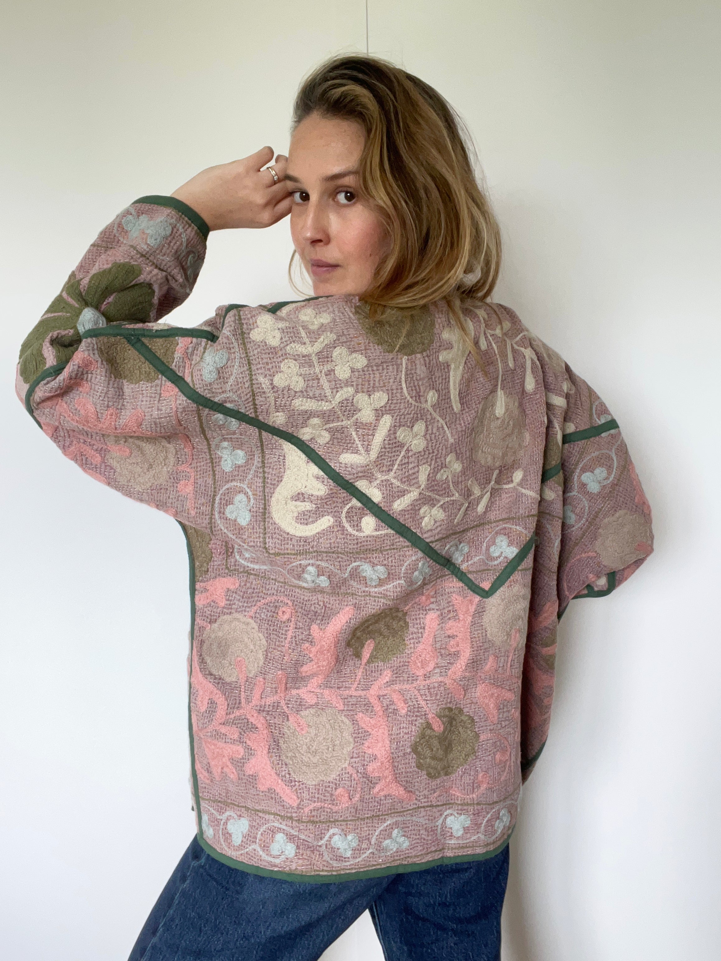 Veste Kantha Brodée Réversible — Pièce Unique N°27