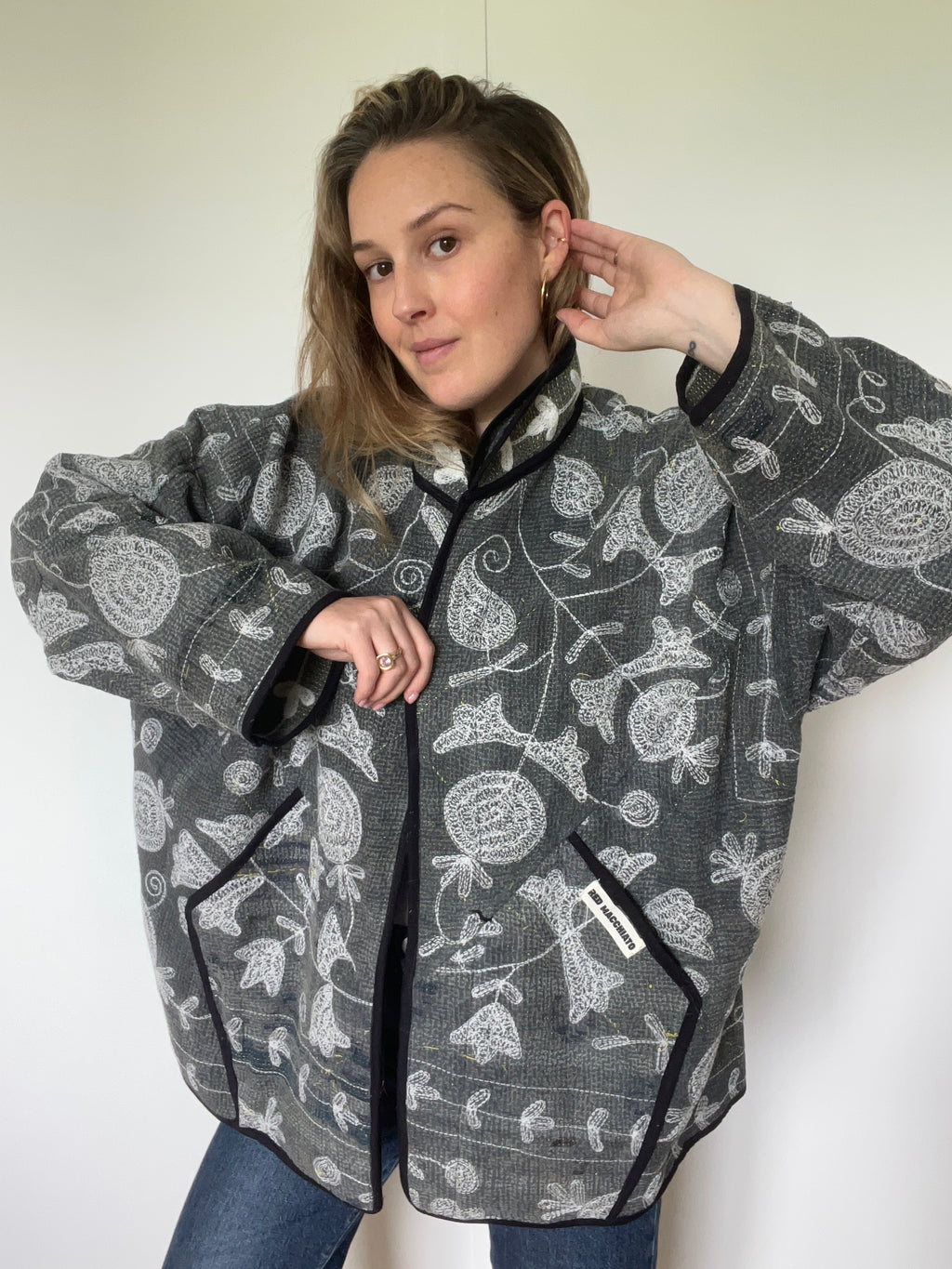 Veste Kantha Brodée Réversible — Pièce Unique N°28