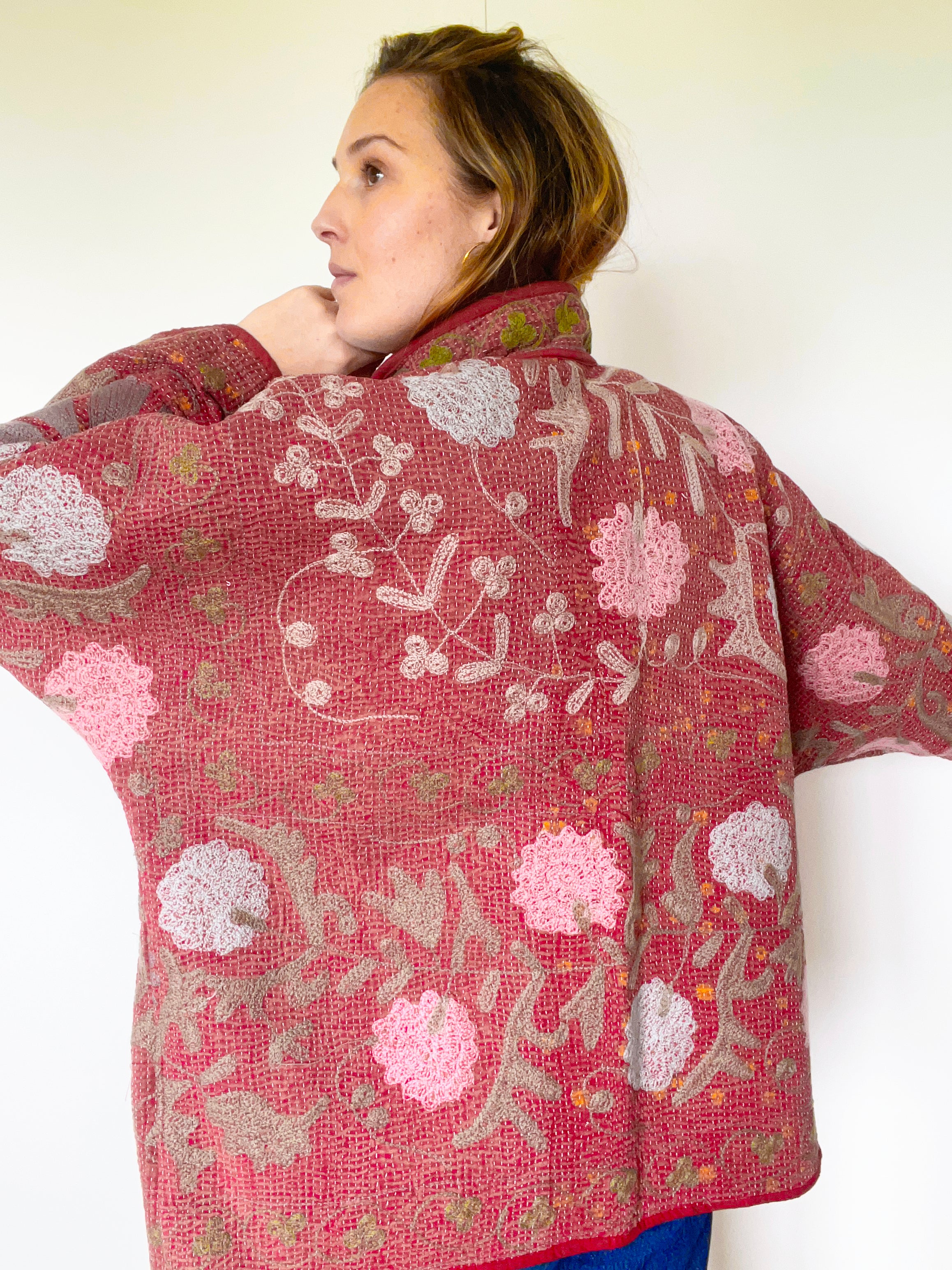 Veste Kantha Brodée Réversible — Pièce Unique N°05