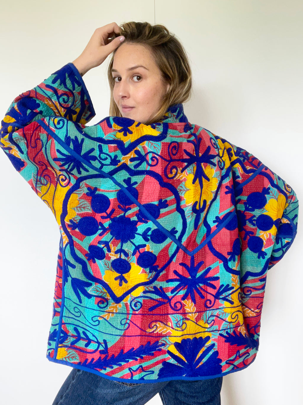Veste Kantha Brodée Réversible — Pièce Unique N°04