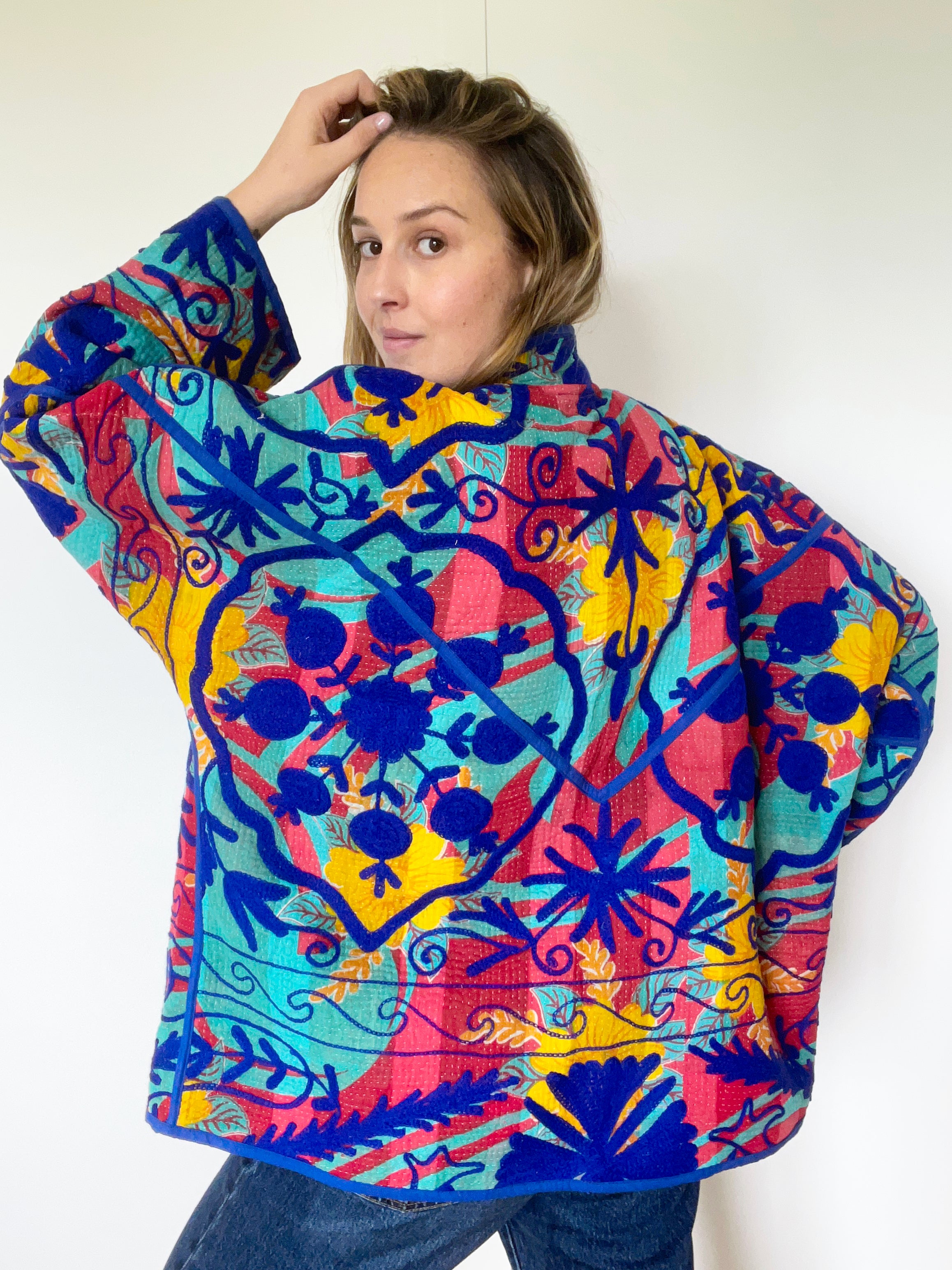 Veste Kantha Brodée Réversible — Pièce Unique N°04
