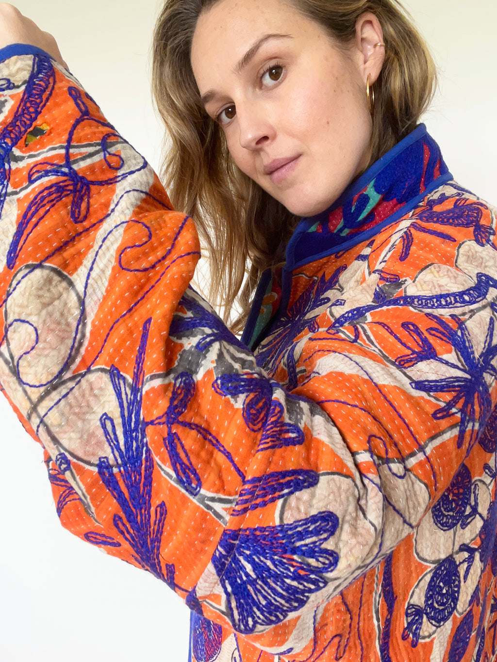 Veste Kantha Brodée Réversible — Pièce Unique N°04
