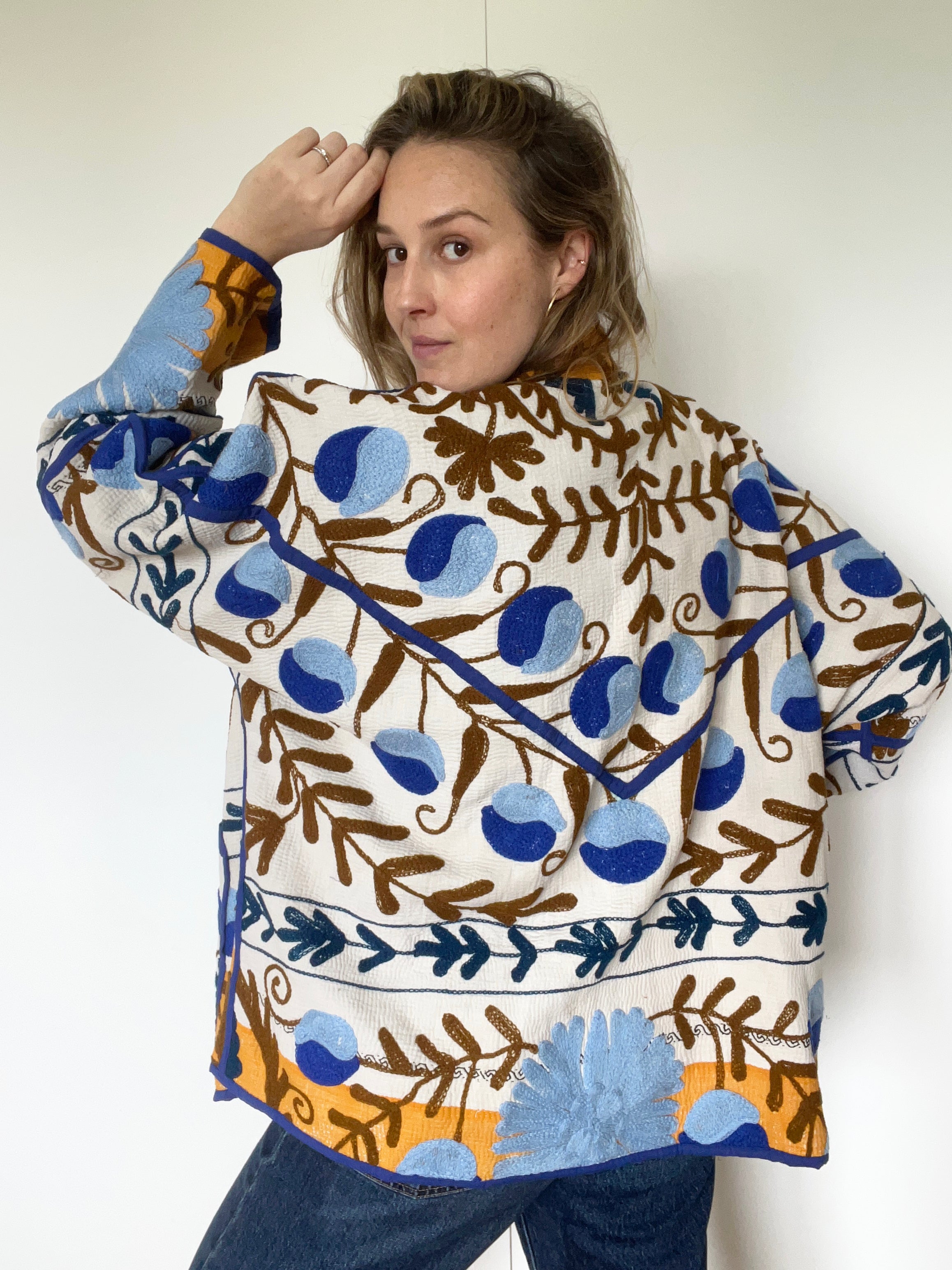 Veste Kantha Brodée Réversible — Pièce Unique N°06