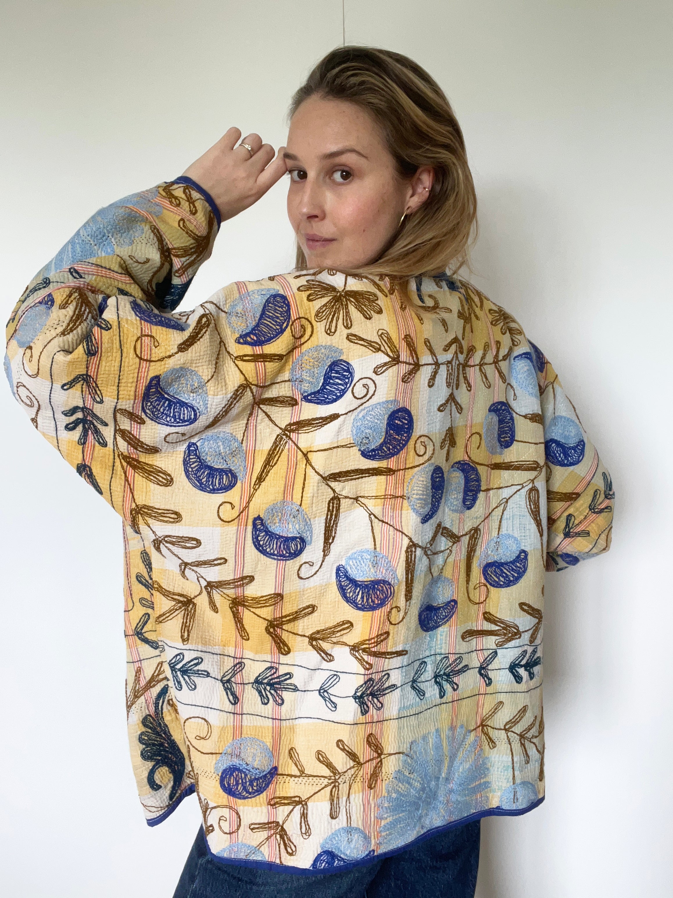 Veste Kantha Brodée Réversible — Pièce Unique N°06