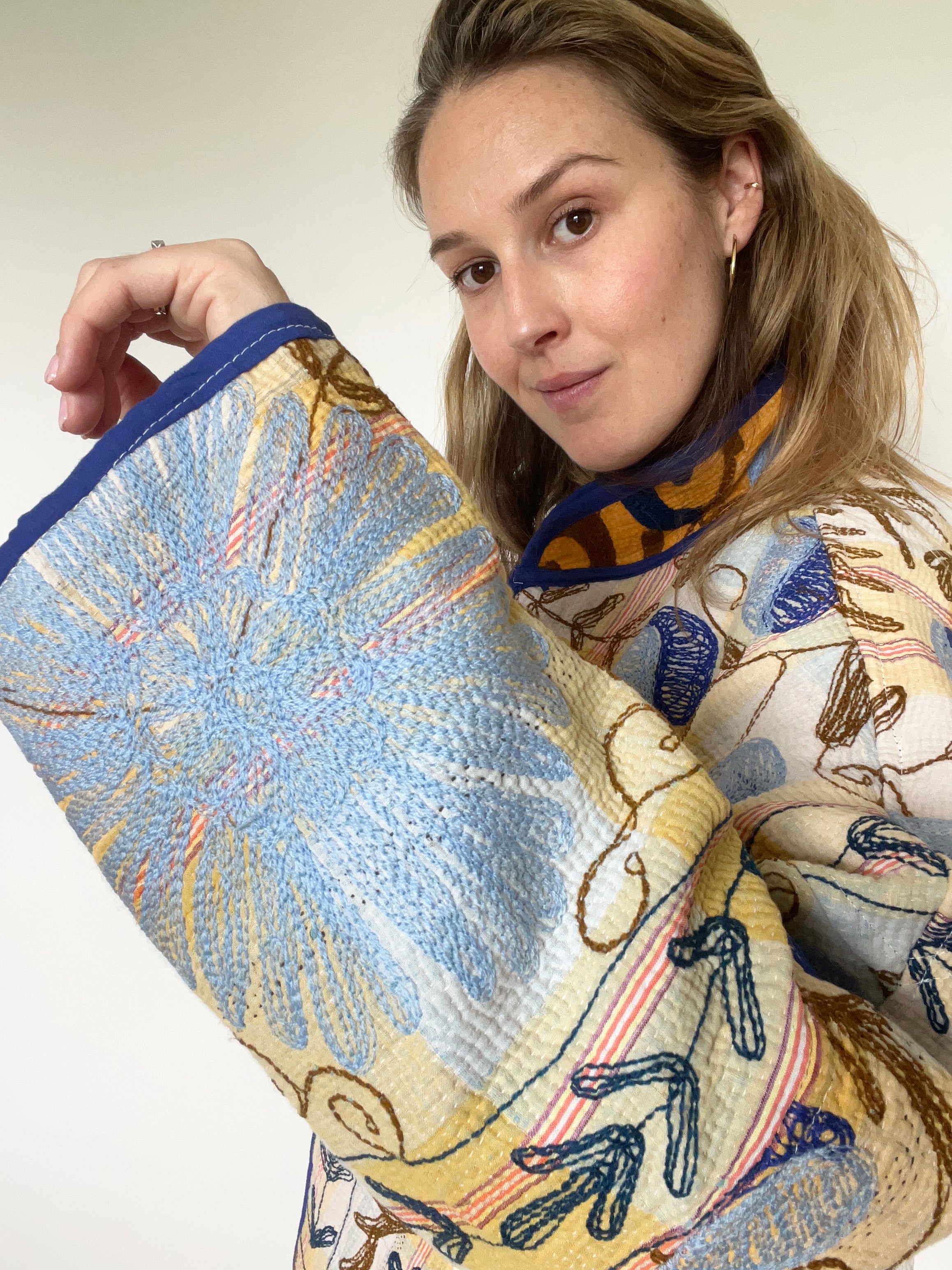Veste Kantha Brodée Réversible — Pièce Unique N°06