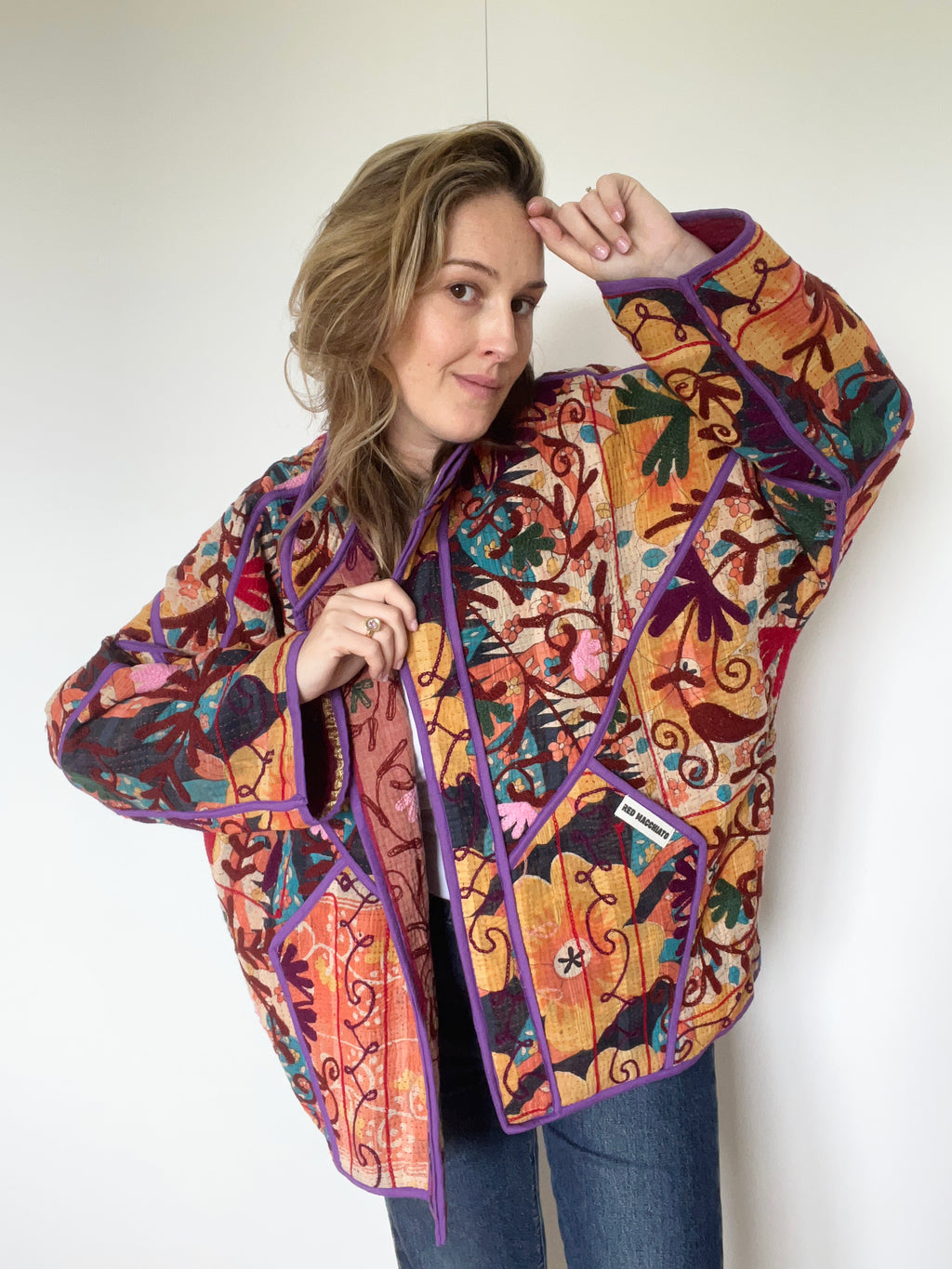 Veste Kantha Brodée Réversible — Pièce Unique N°08