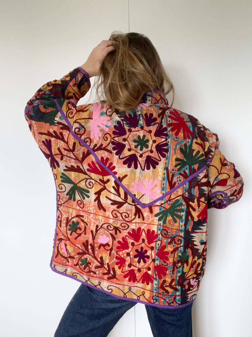 Veste Kantha Brodée Réversible — Pièce Unique N°08