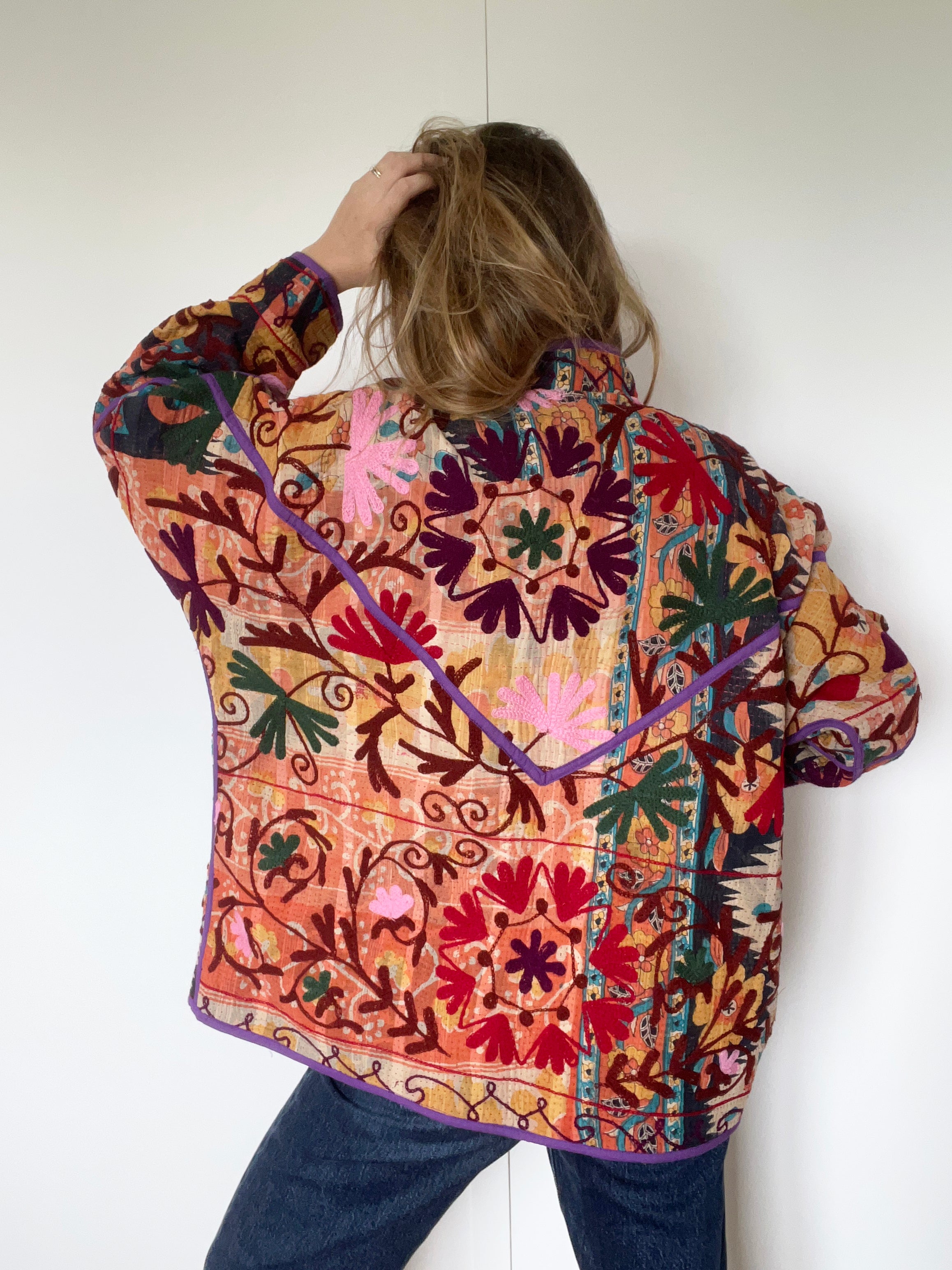 Veste Kantha Brodée Réversible — Pièce Unique N°08