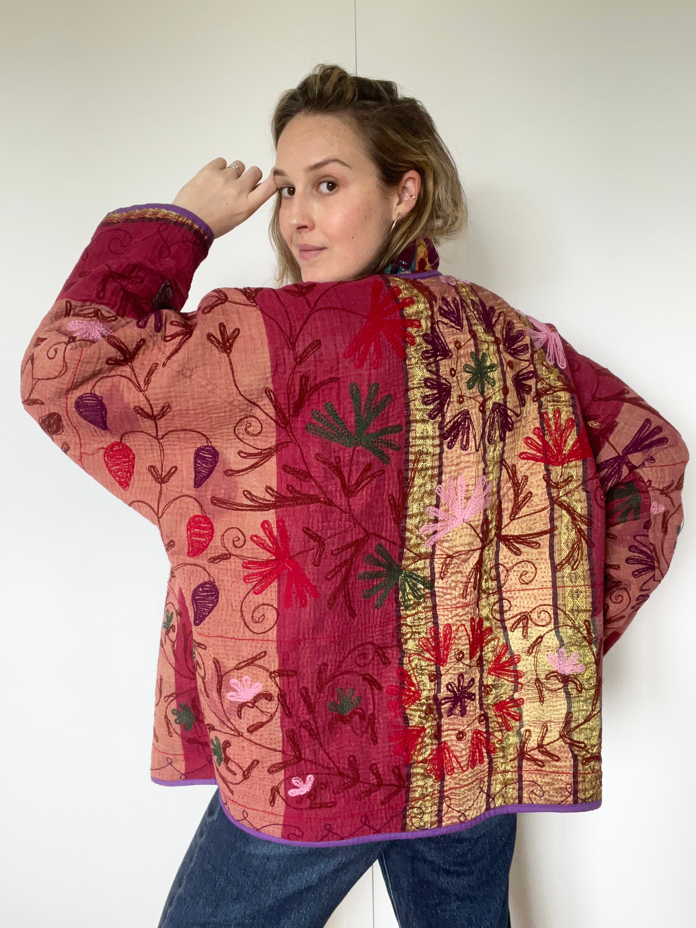 Veste Kantha Brodée Réversible — Pièce Unique N°08