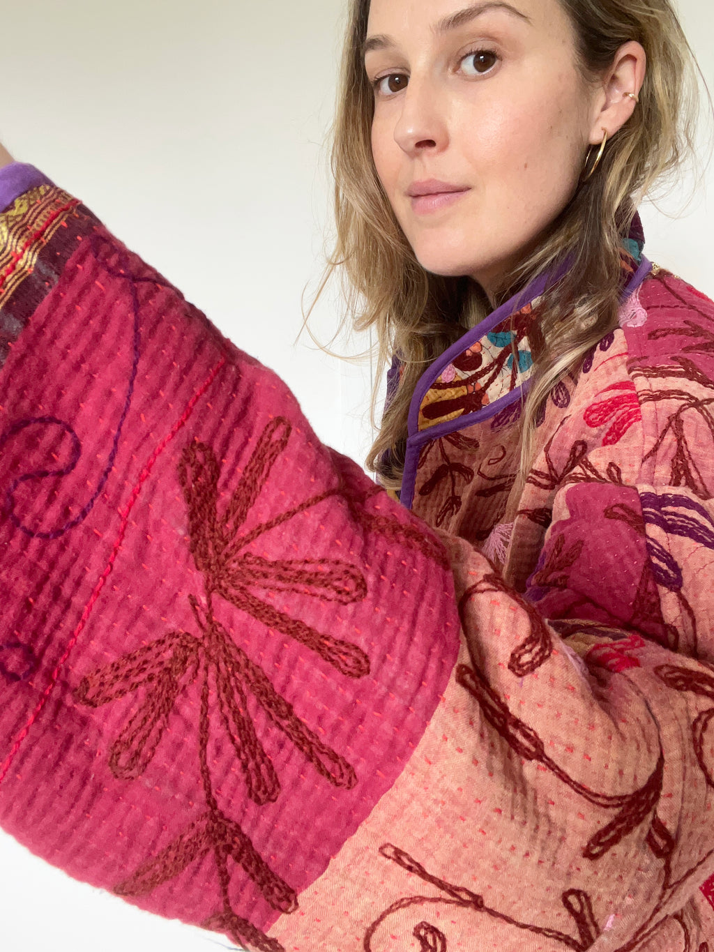 Veste Kantha Brodée Réversible — Pièce Unique N°08