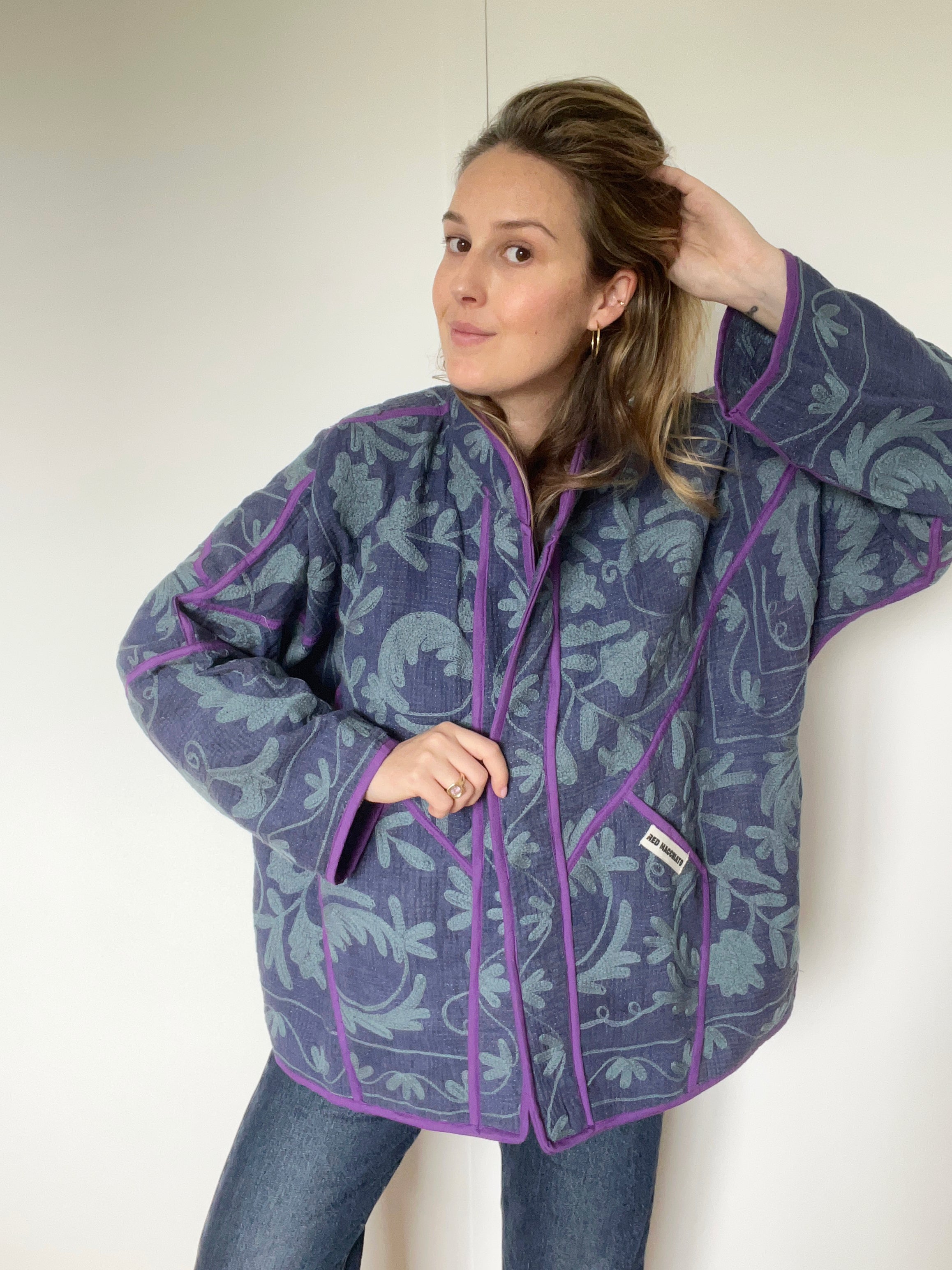 Veste Kantha Brodée Réversible — Pièce Unique N°07