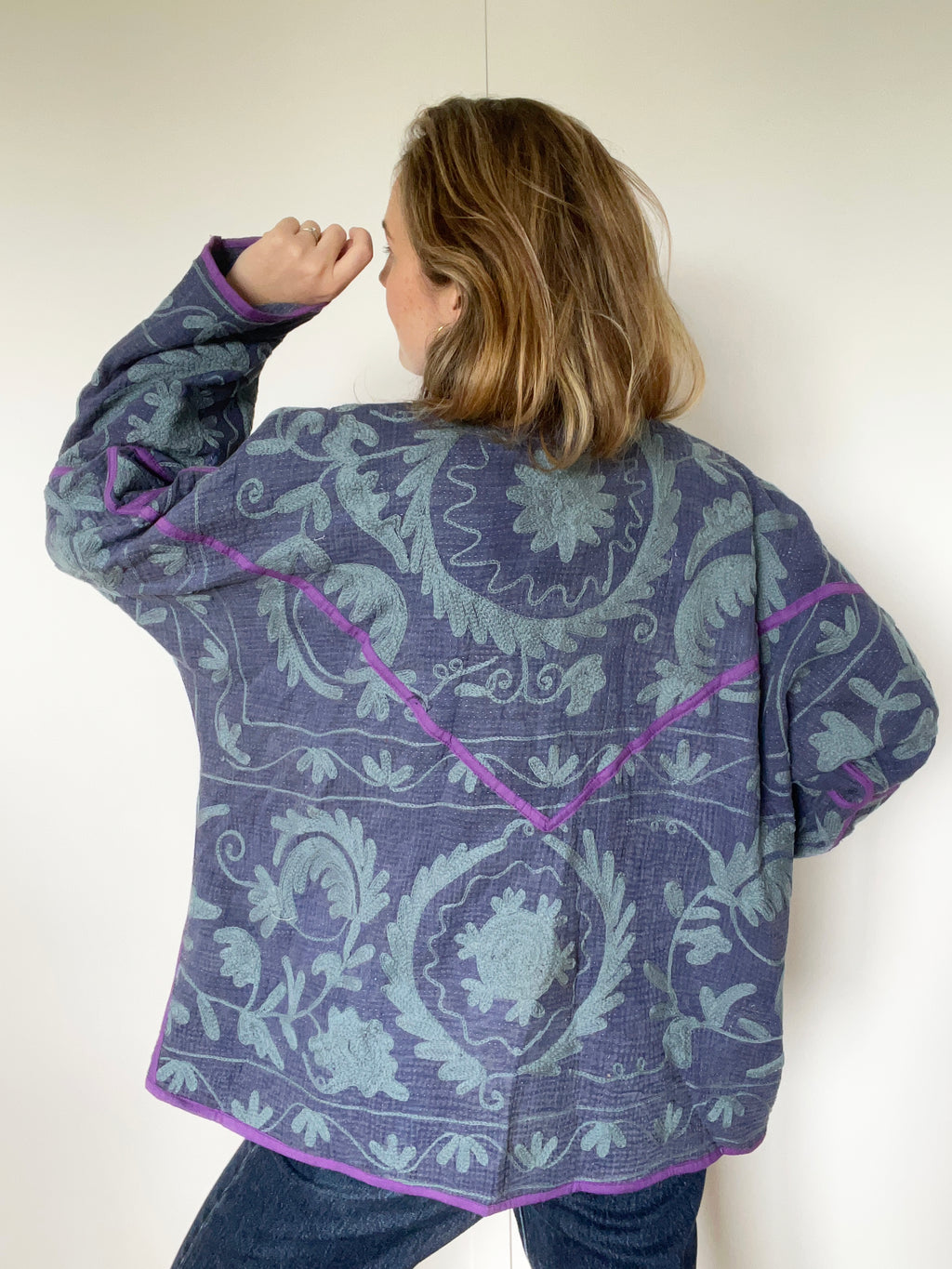 Veste Kantha Brodée Réversible — Pièce Unique N°07