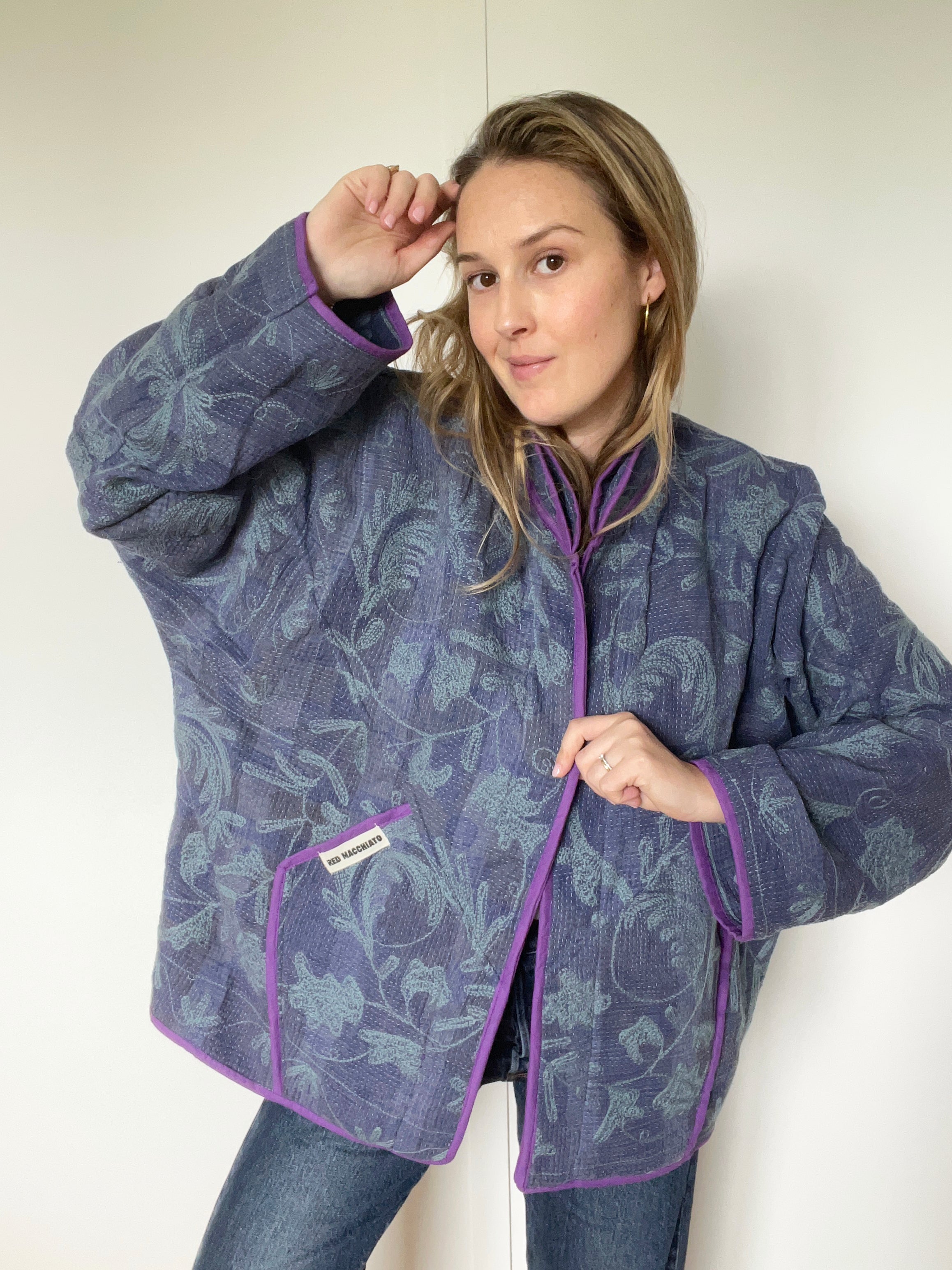 Veste Kantha Brodée Réversible — Pièce Unique N°07