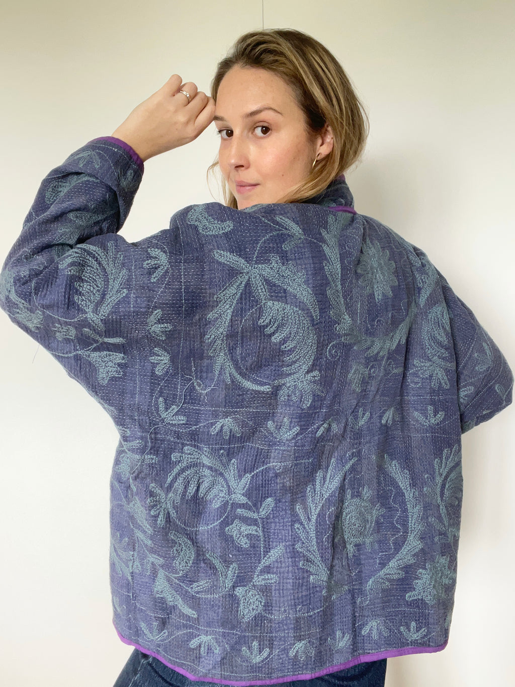 Veste Kantha Brodée Réversible — Pièce Unique N°07