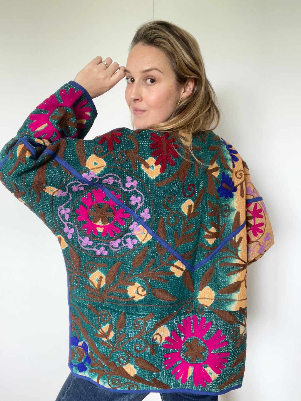 Veste Kantha Brodée Réversible — Pièce Unique N°12