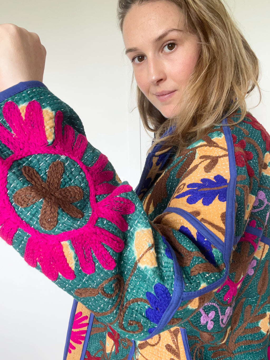 Veste Kantha Brodée Réversible — Pièce Unique N°12