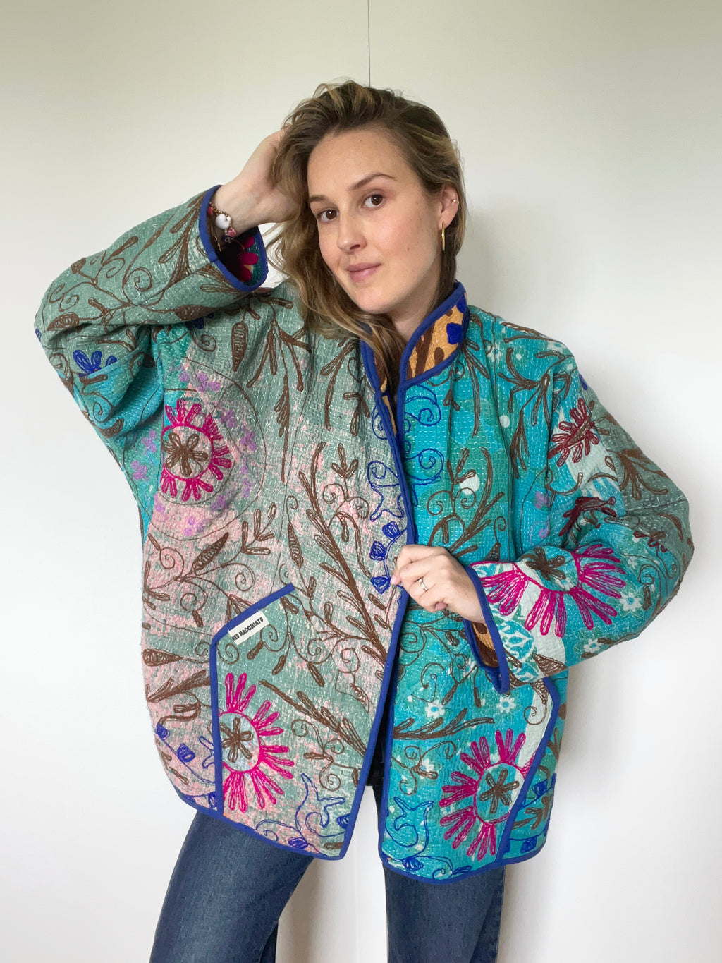 Veste Kantha Brodée Réversible — Pièce Unique N°12