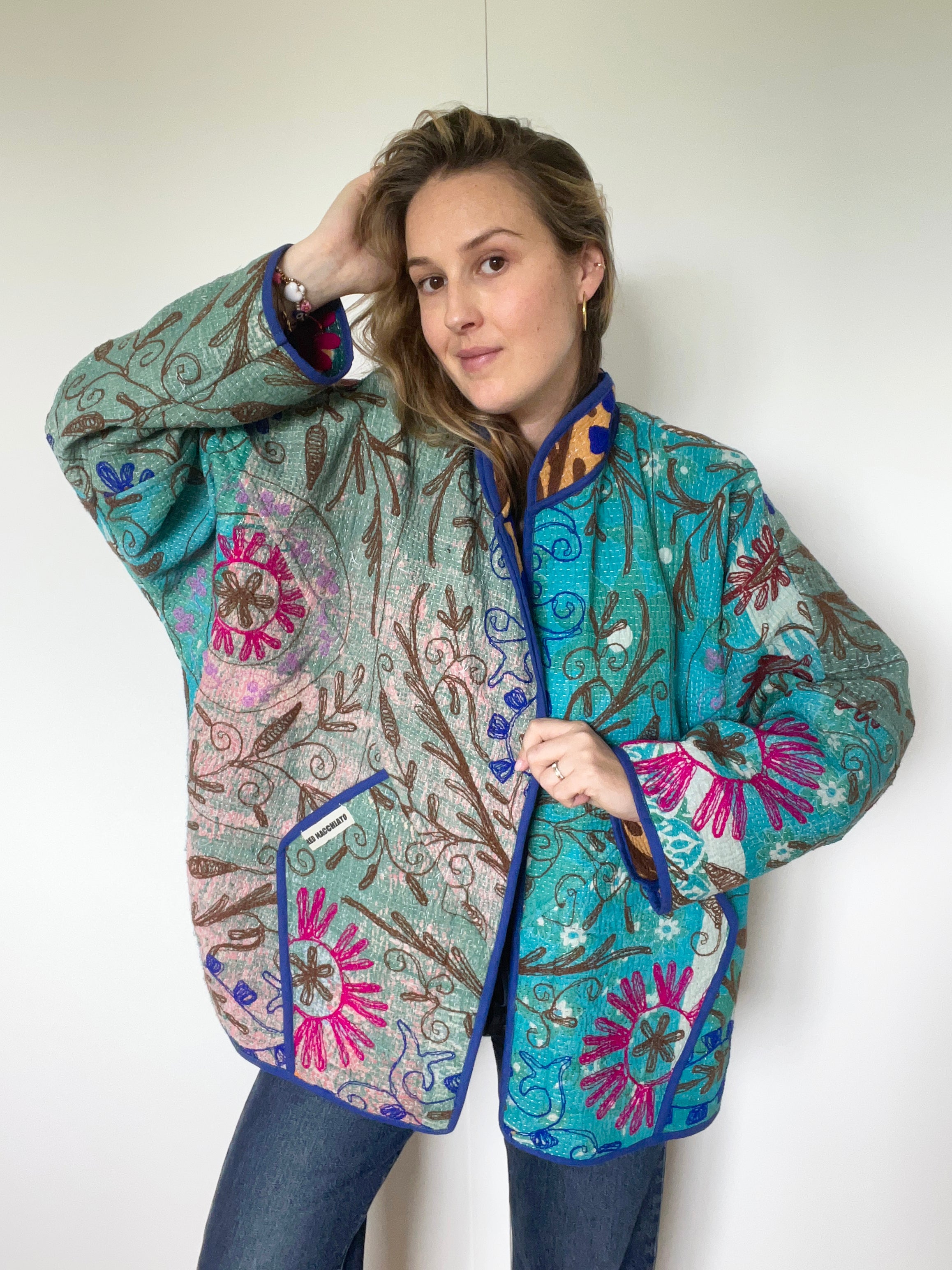 Veste Kantha Brodée Réversible — Pièce Unique N°12