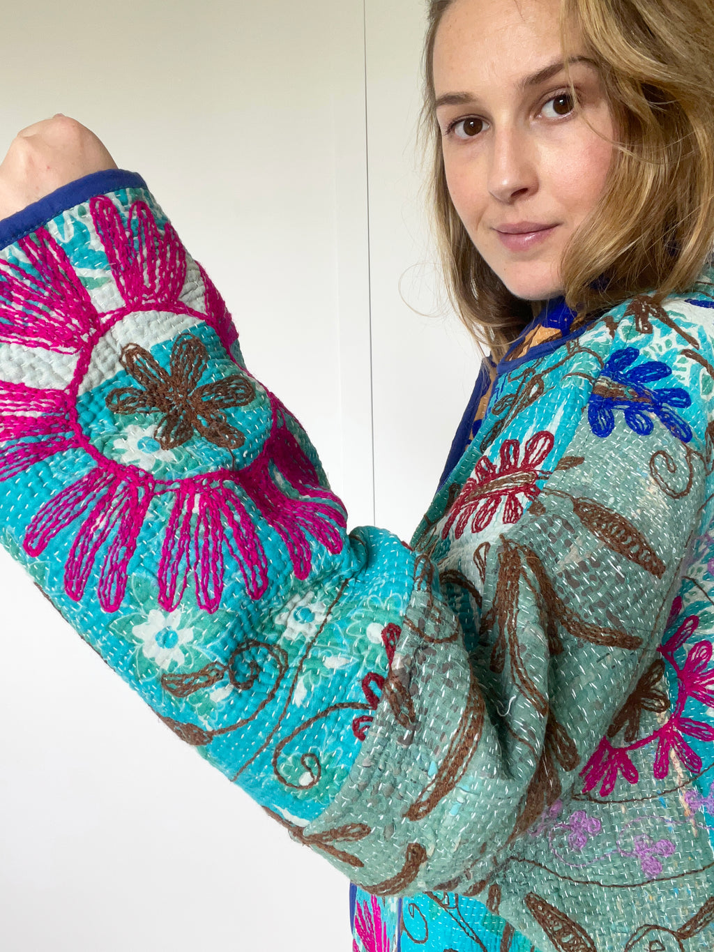 Veste Kantha Brodée Réversible — Pièce Unique N°12