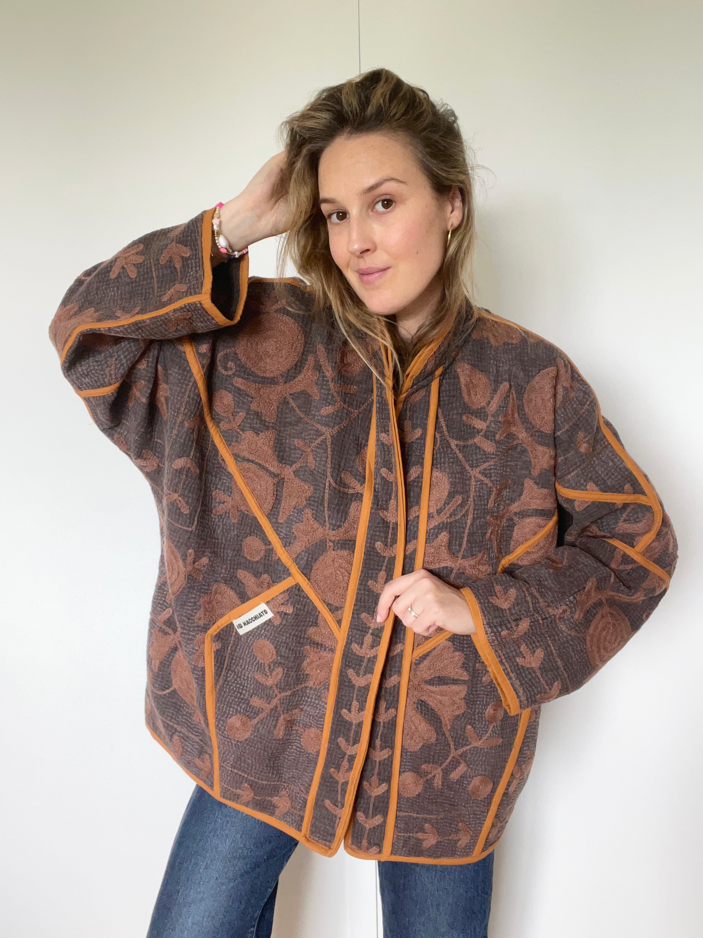Veste Kantha Brodée Réversible — Pièce Unique N°11