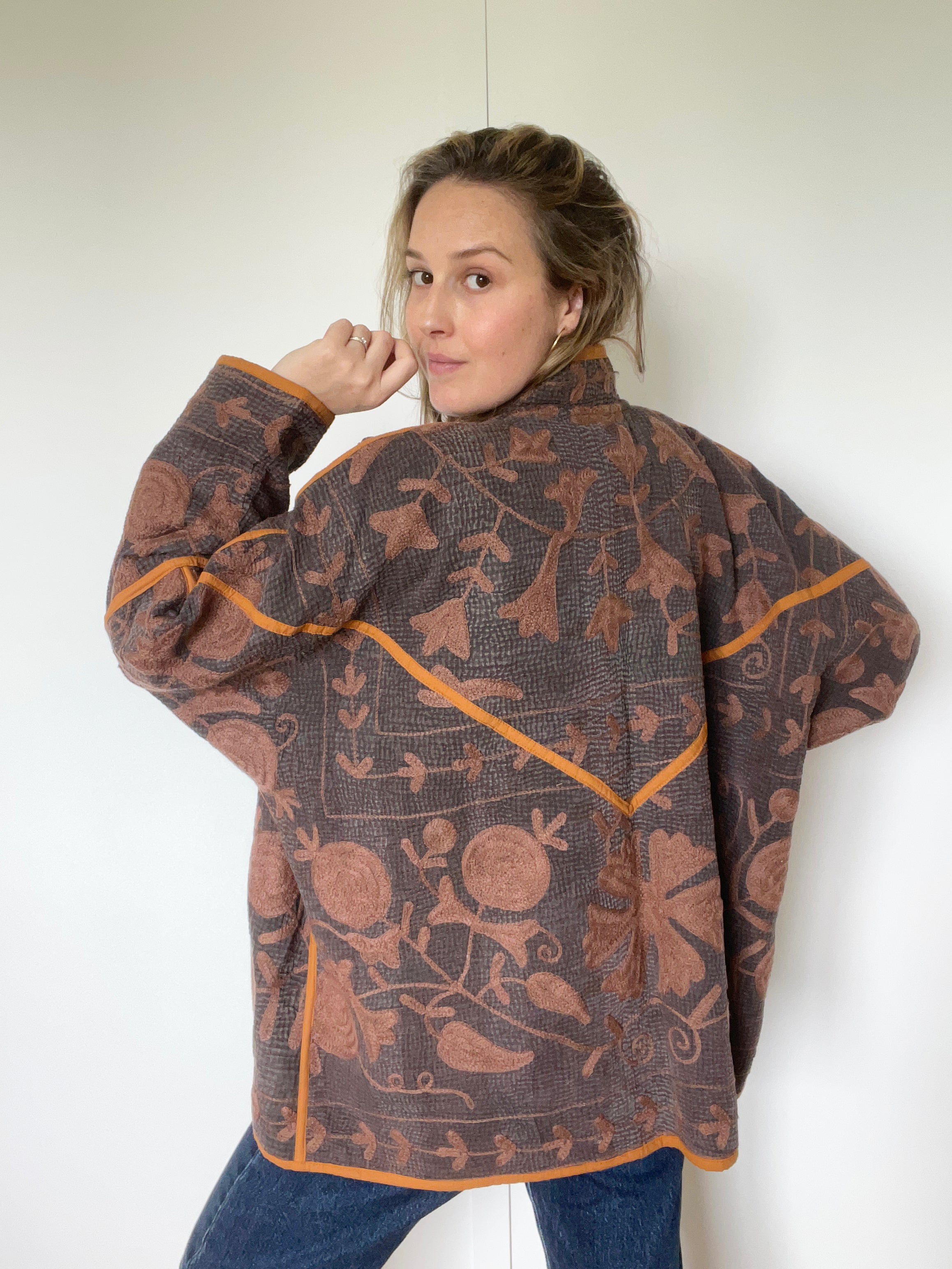 Veste Kantha Brodée Réversible — Pièce Unique N°11
