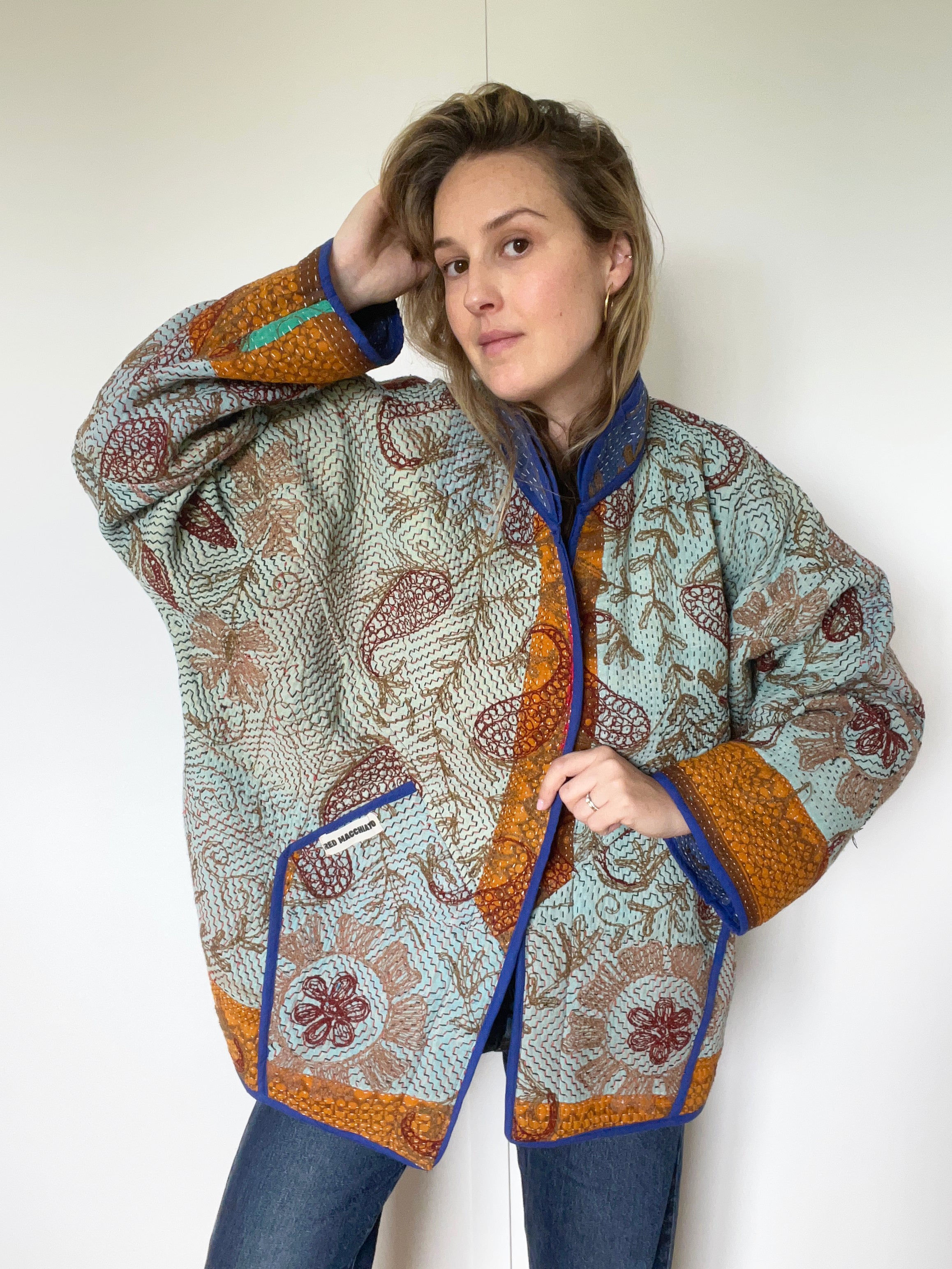Veste Kantha Brodée Réversible — Pièce Unique N°09